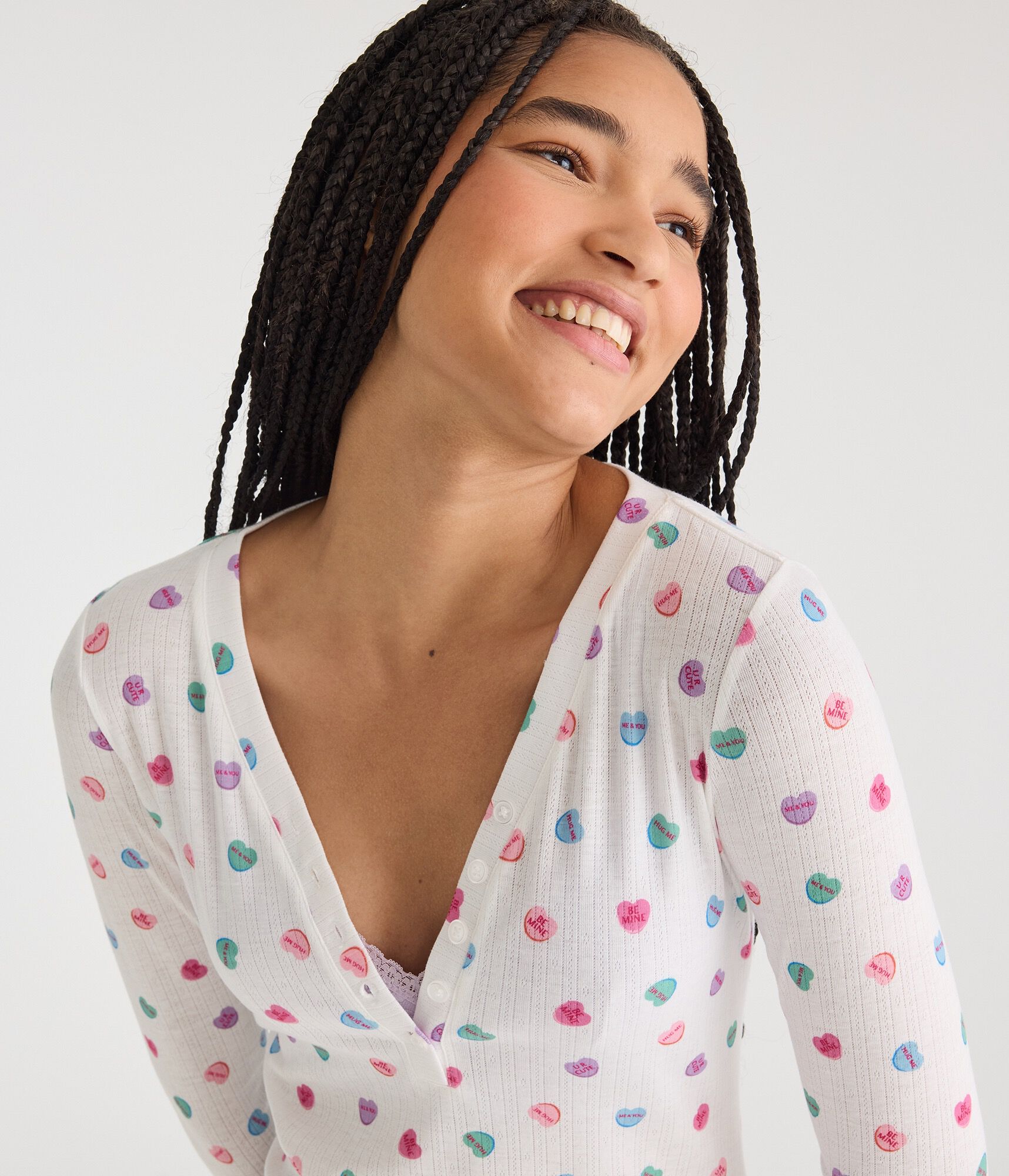 Long Sleeve Printed Pointelle Sleep Romper