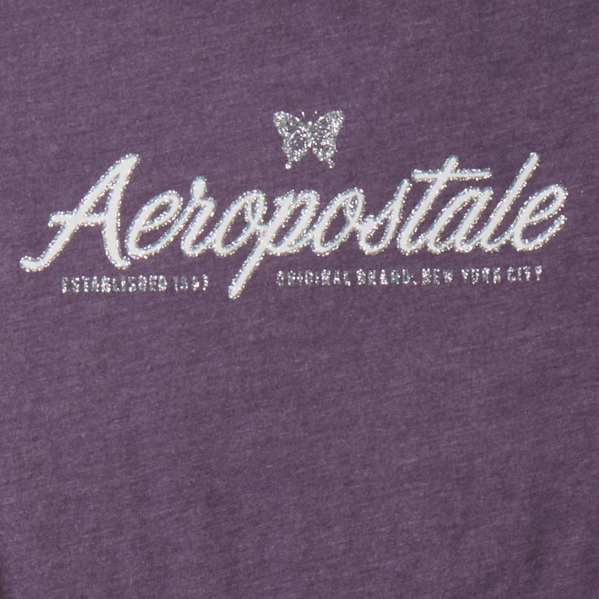 Aeropostale Script Butterfly Glitter Graphic Tee