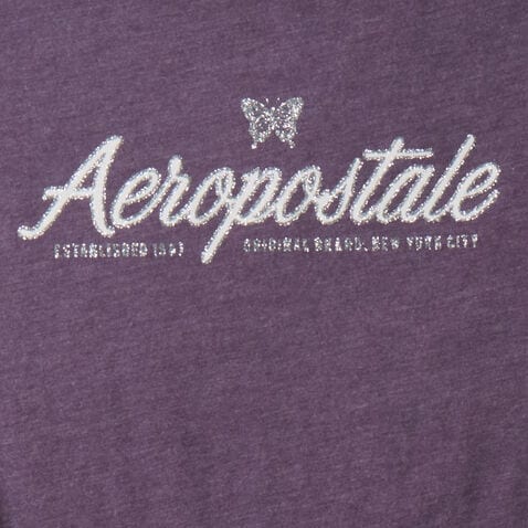 Aeropostale Script Butterfly Glitter Graphic Tee