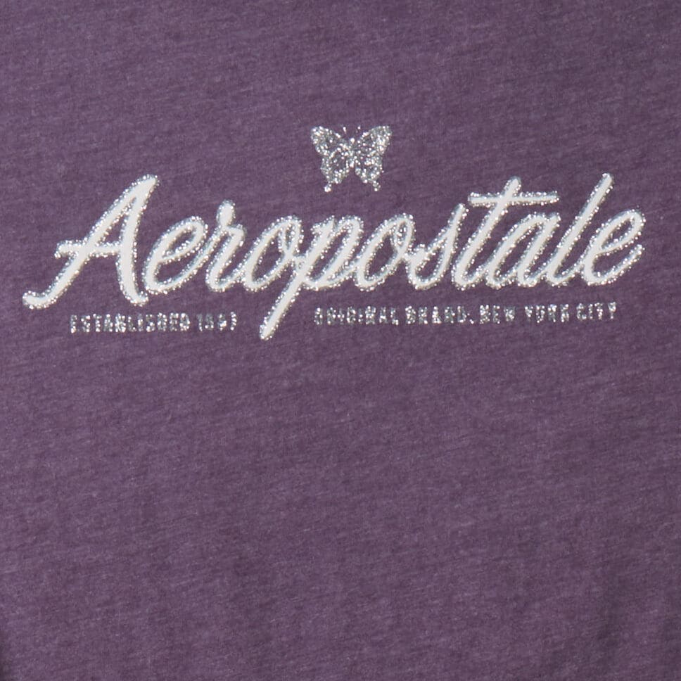 Aeropostale Script Butterfly Glitter Graphic Tee