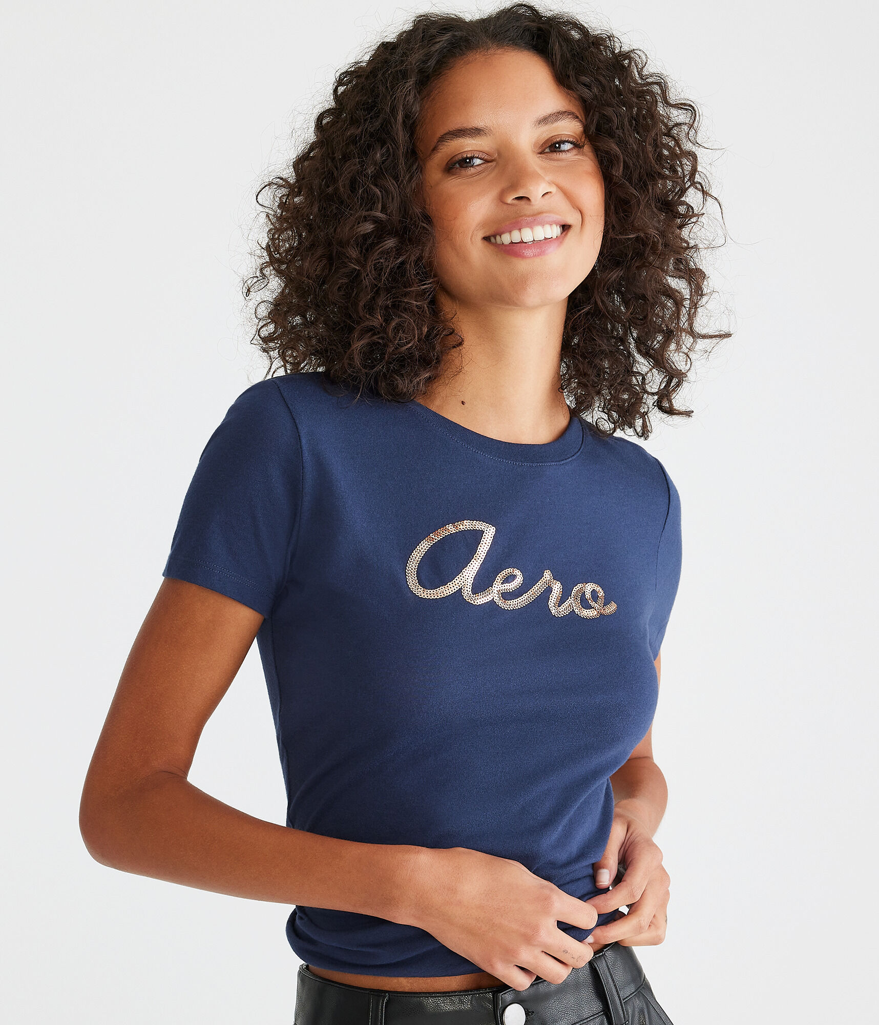 Aero Sequin Logo Graphic Tee