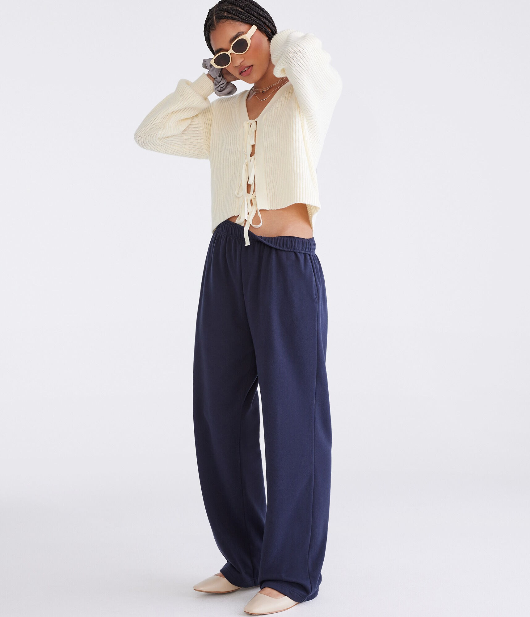 High-Waisted Straight Leg Sweatpants