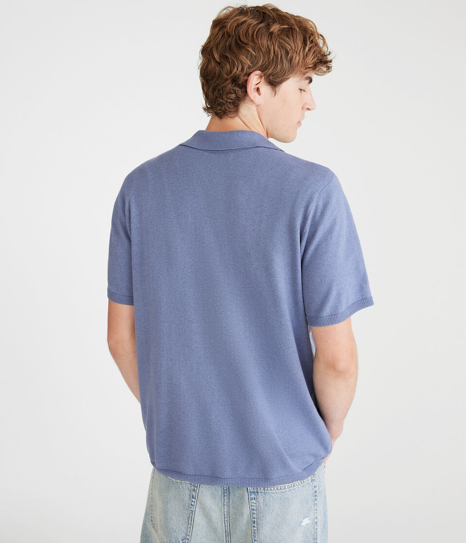 Vertical Stripe Quarter-Zip Sweater Polo