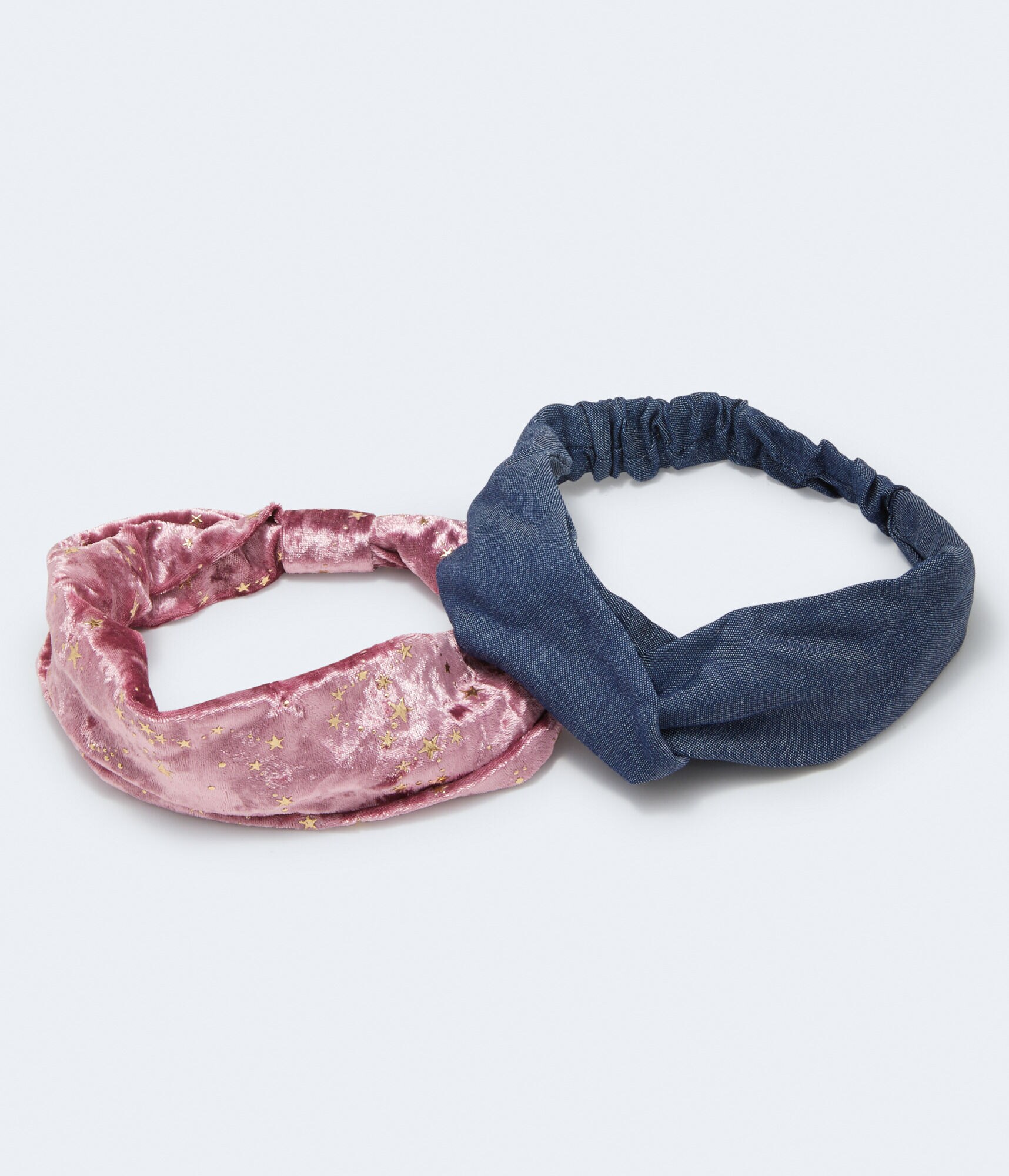 Denim Twist &amp; Velvet Star Headband 2-Pack