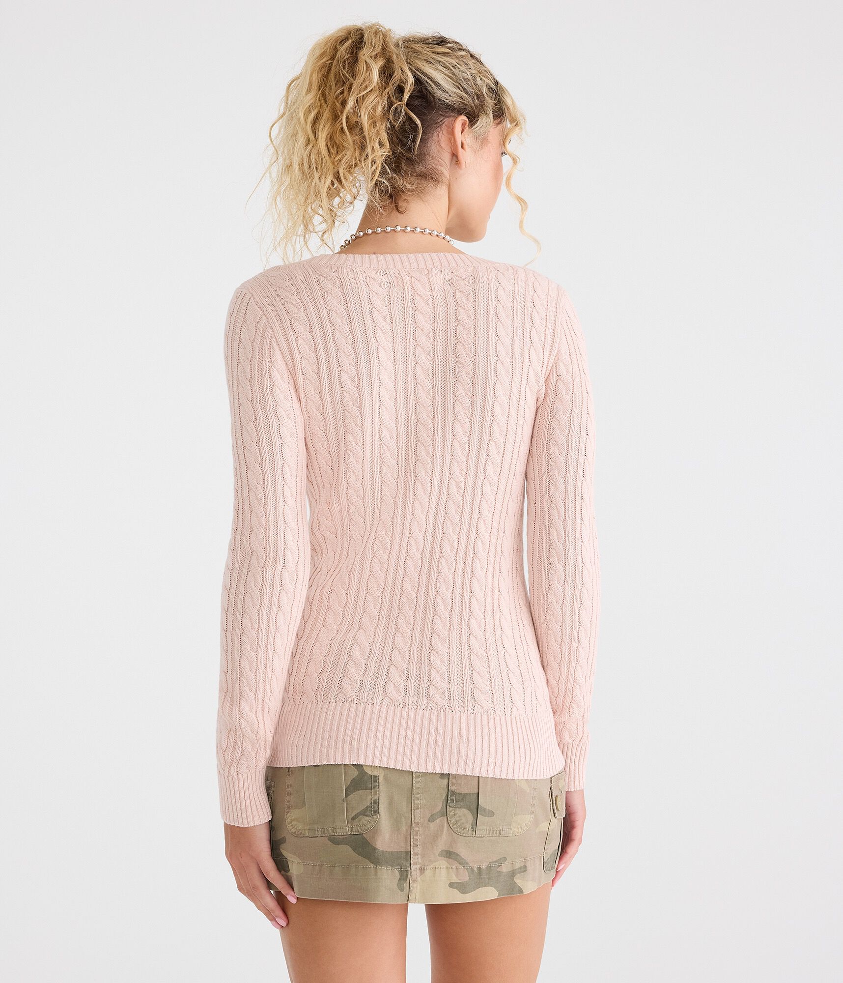 Cable Scoop-Neck Sweater