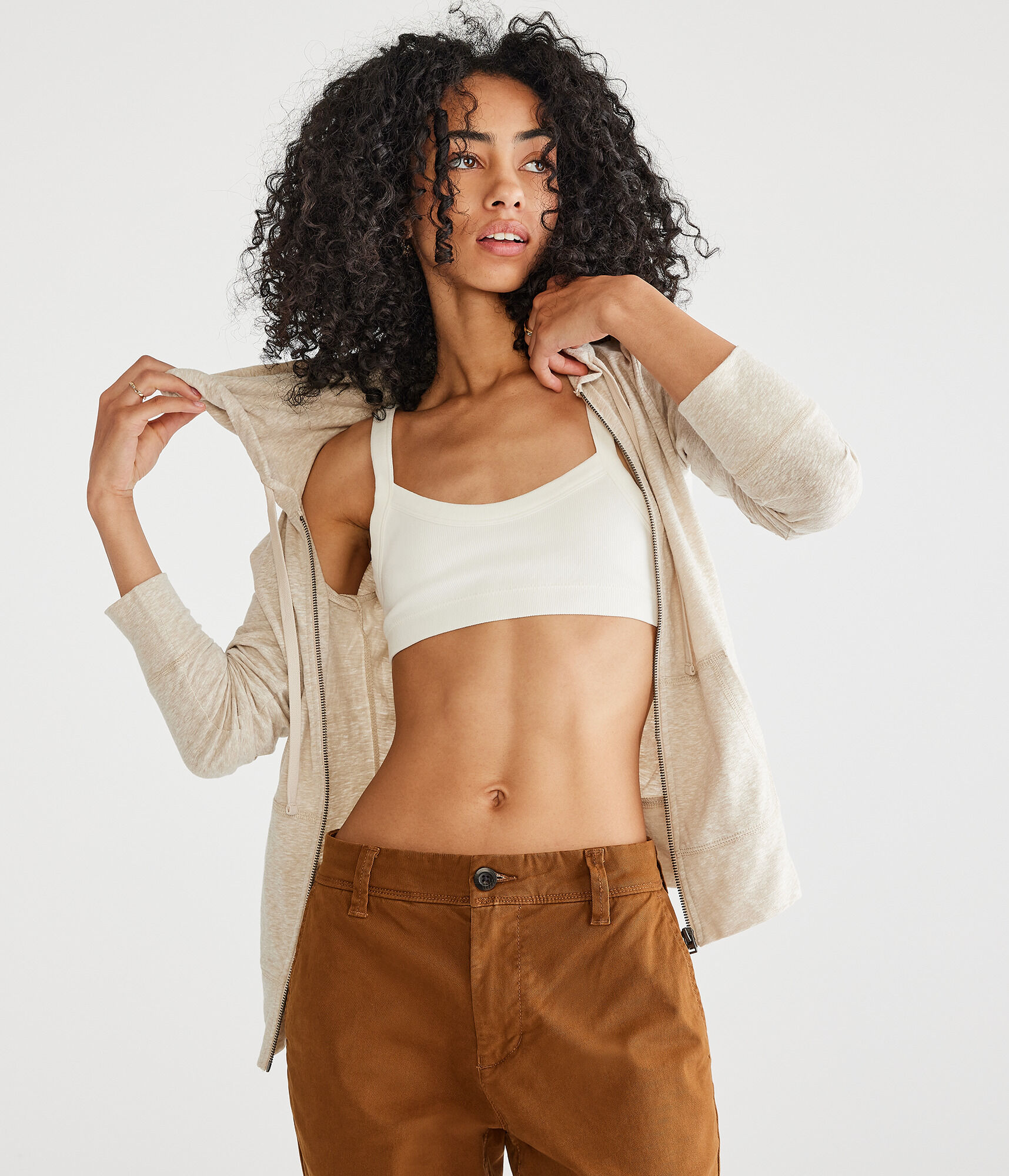 Solid Lightweight Full-Zip Hoodie