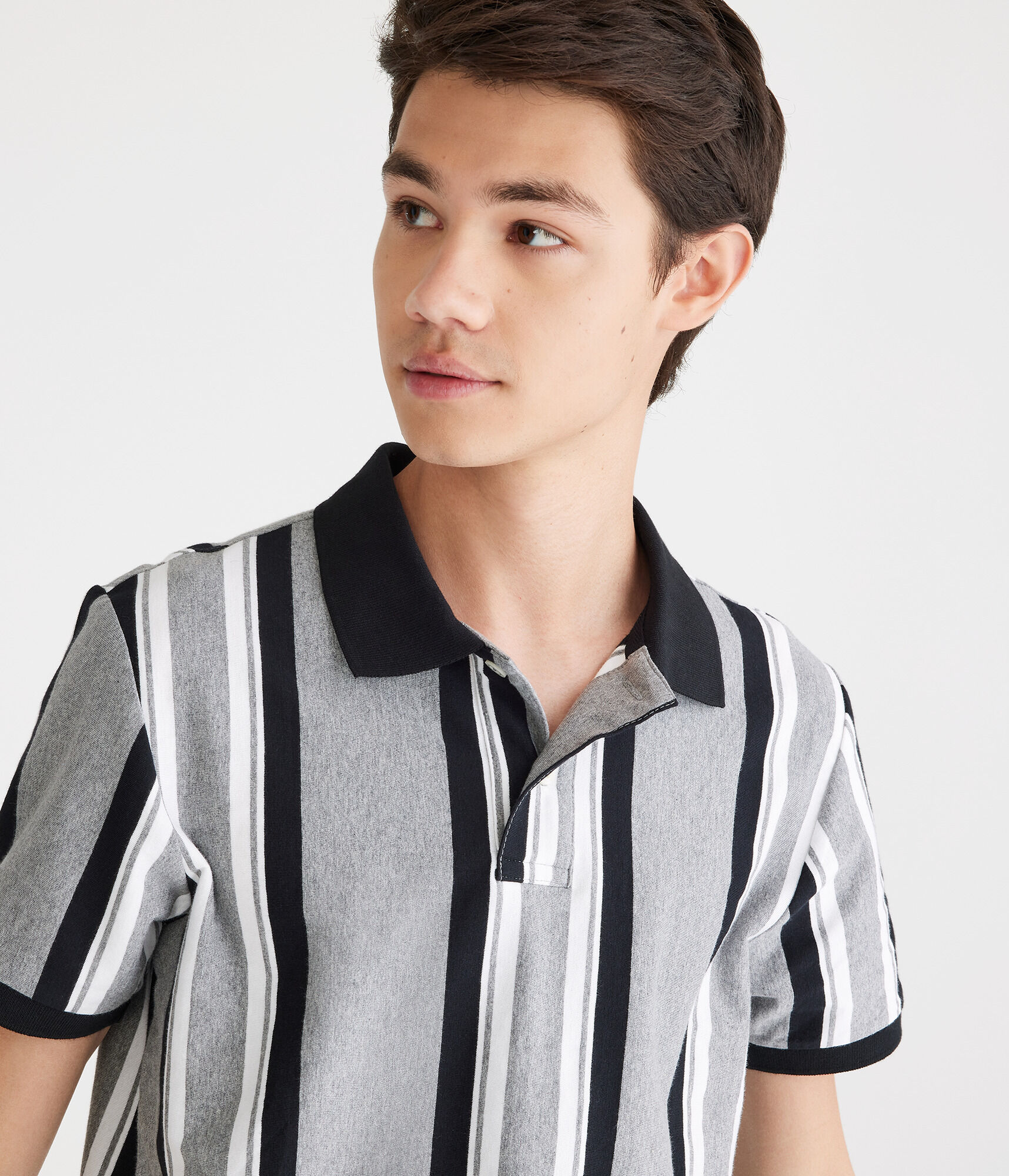 Vertical Stripe Jersey Polo