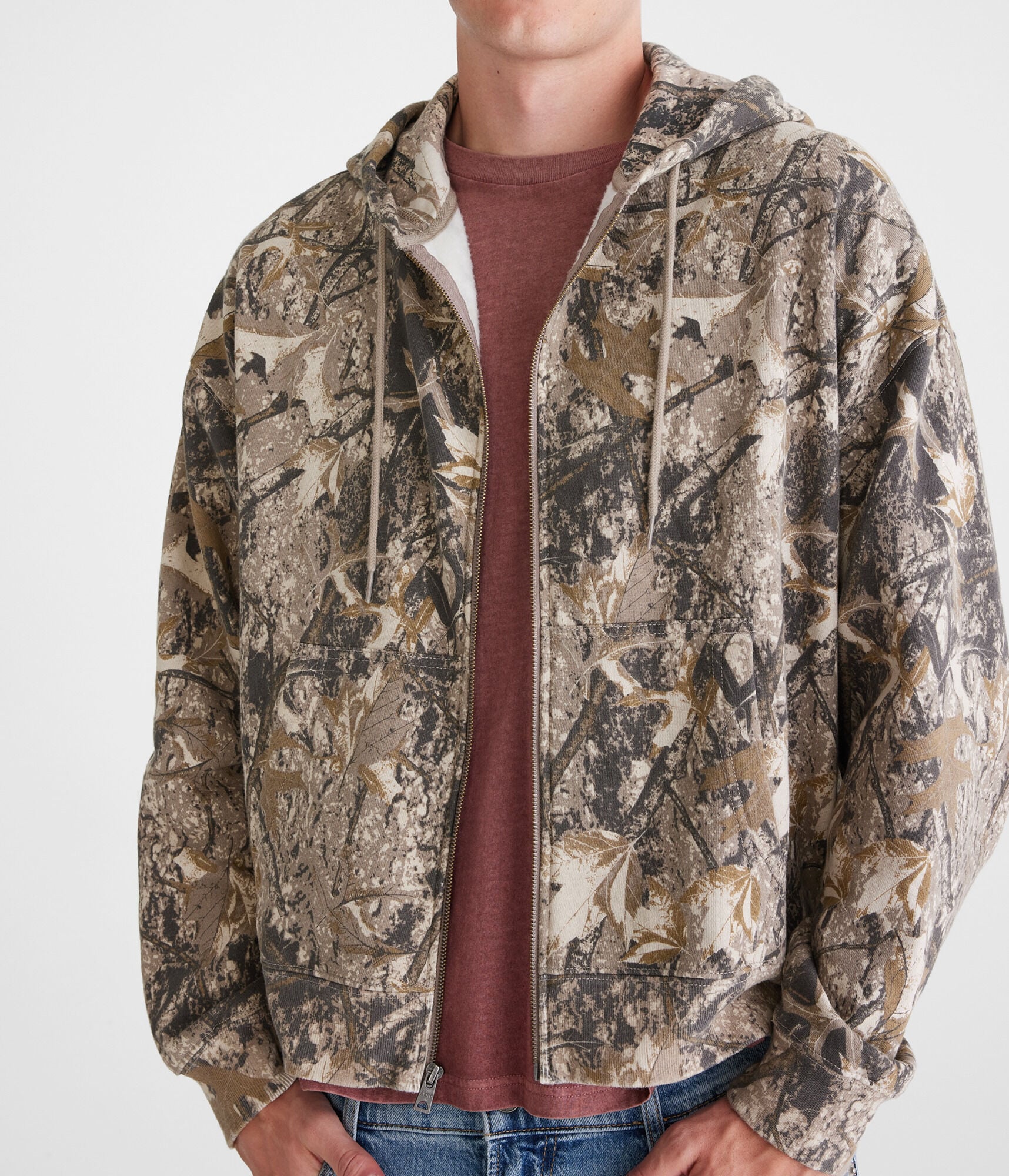 Forest Camo Boxy Full-Zip Hoodie