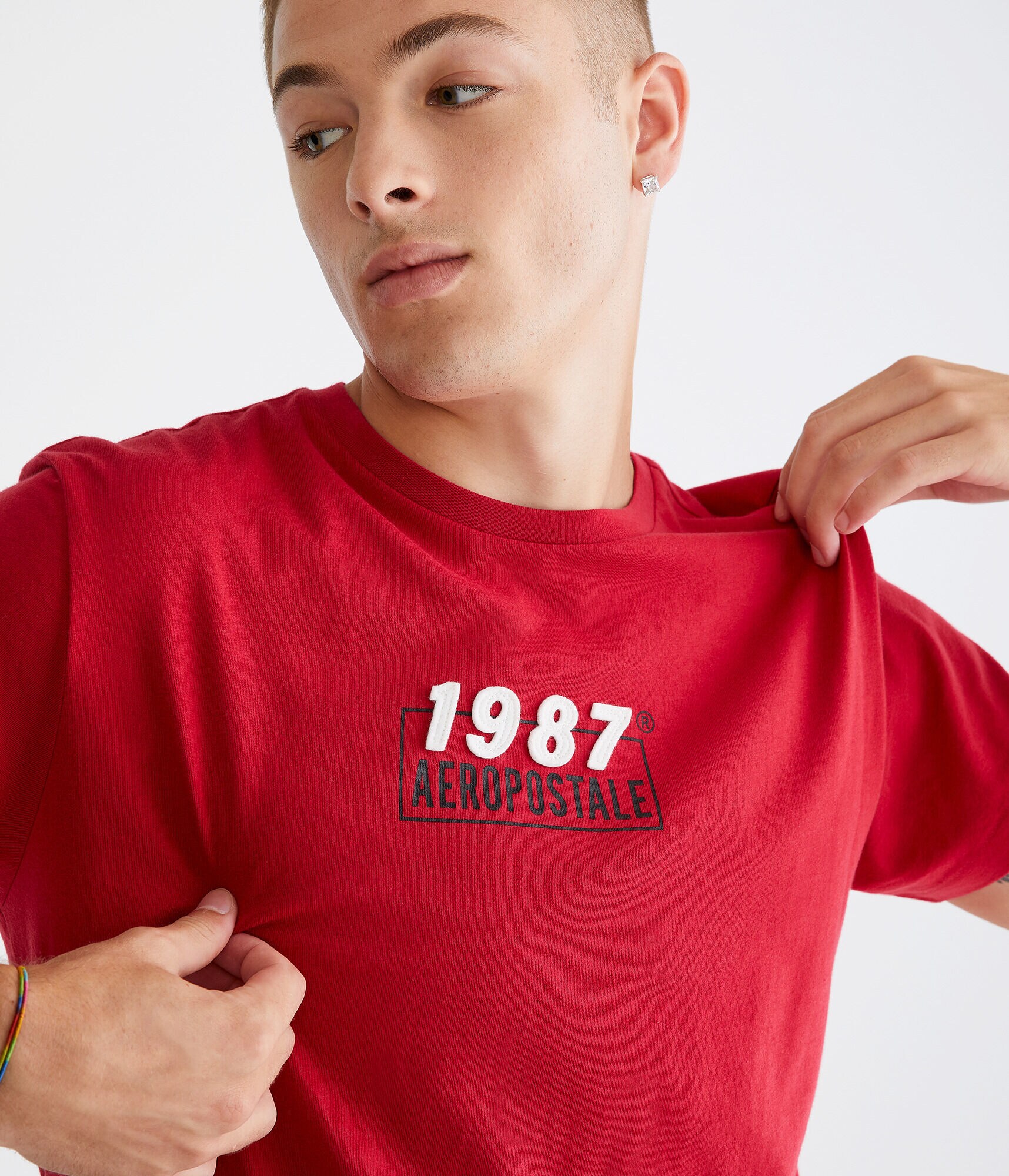 Aeropostale 1987 Box Logo Appliqu&eacute; Graphic Tee