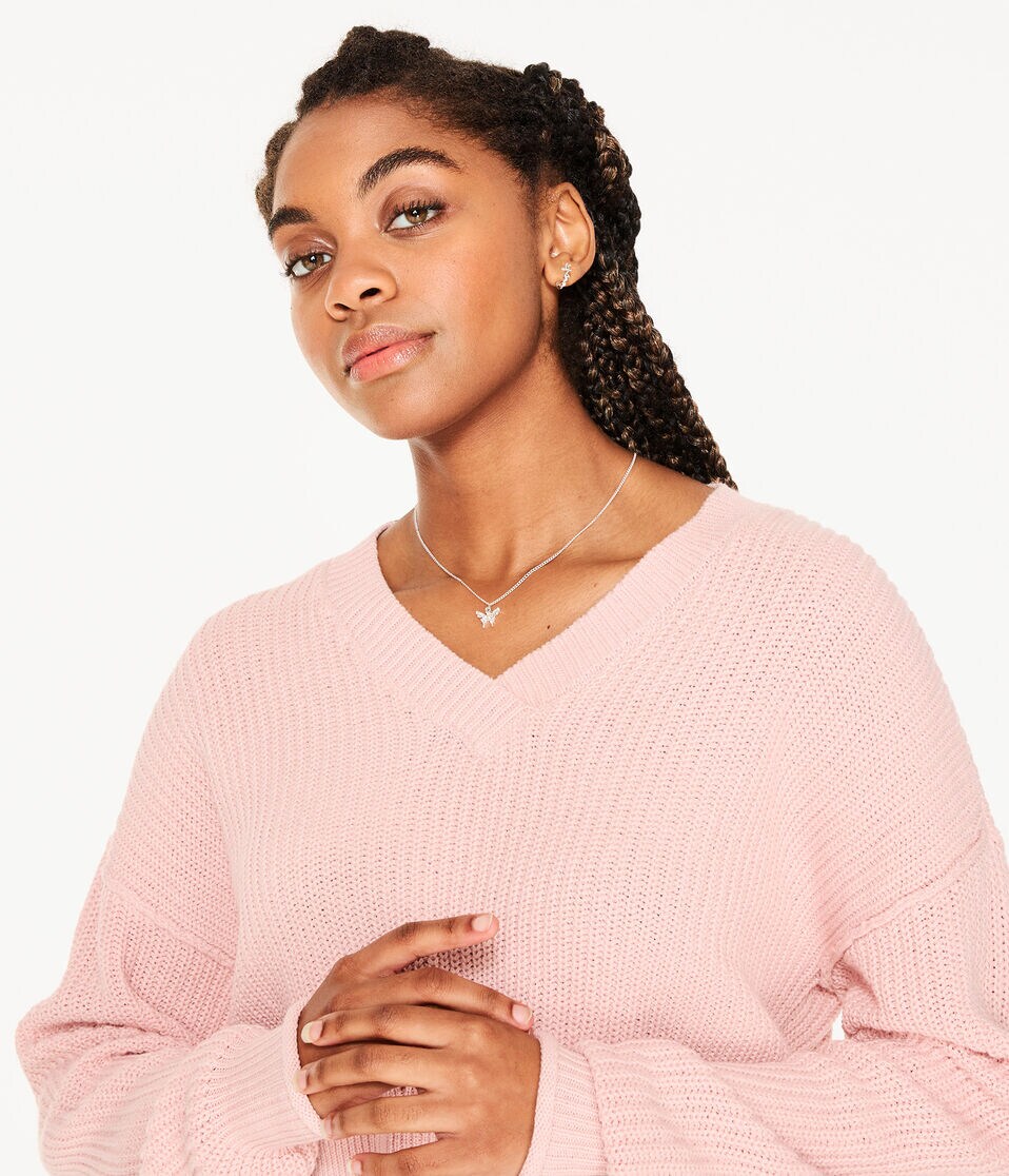 Ribbed V-Neck Sweater