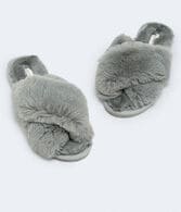 Faux Fur Crisscross Slide Slipper***