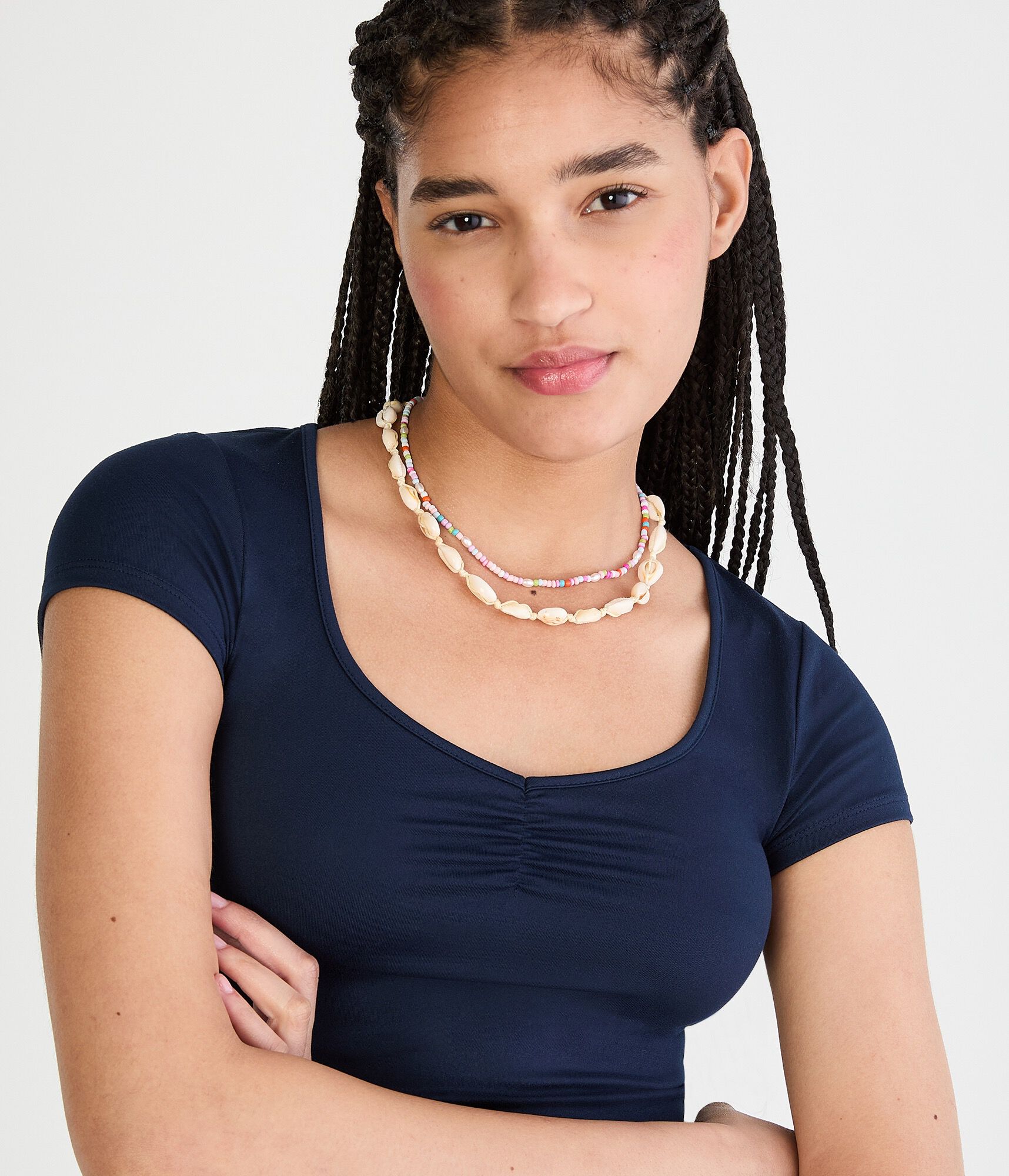 Buttery Soft Cinched Scoop-Neck Tee