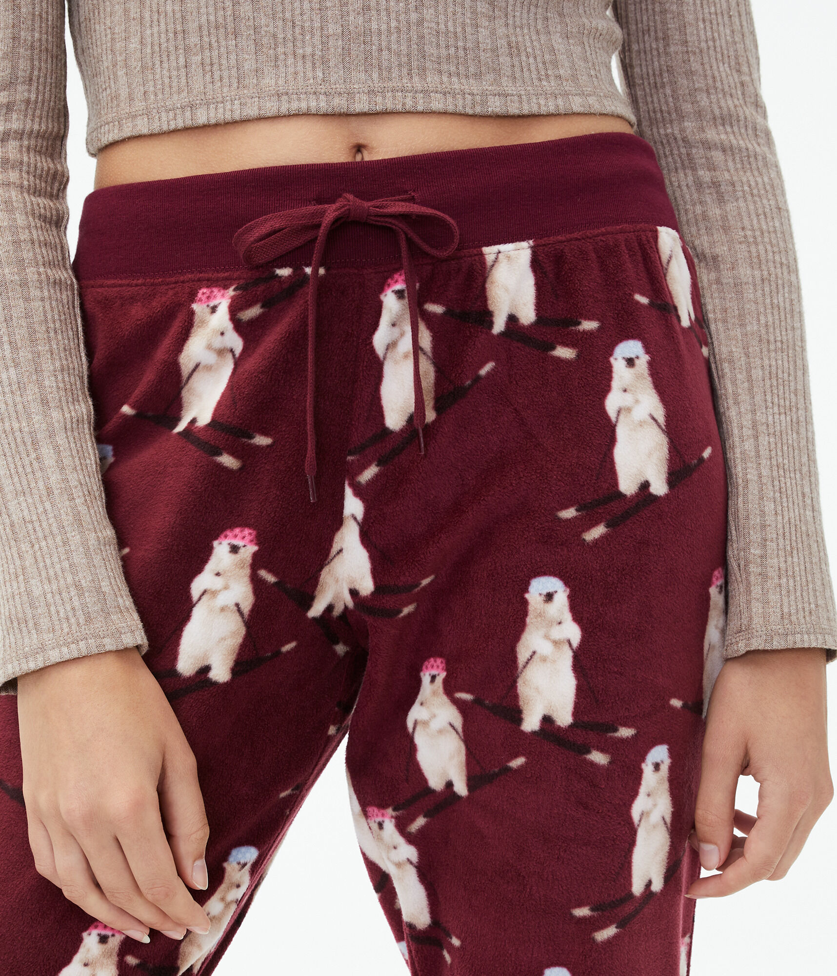 Skiing Polar Bears Polyfleece Joggers