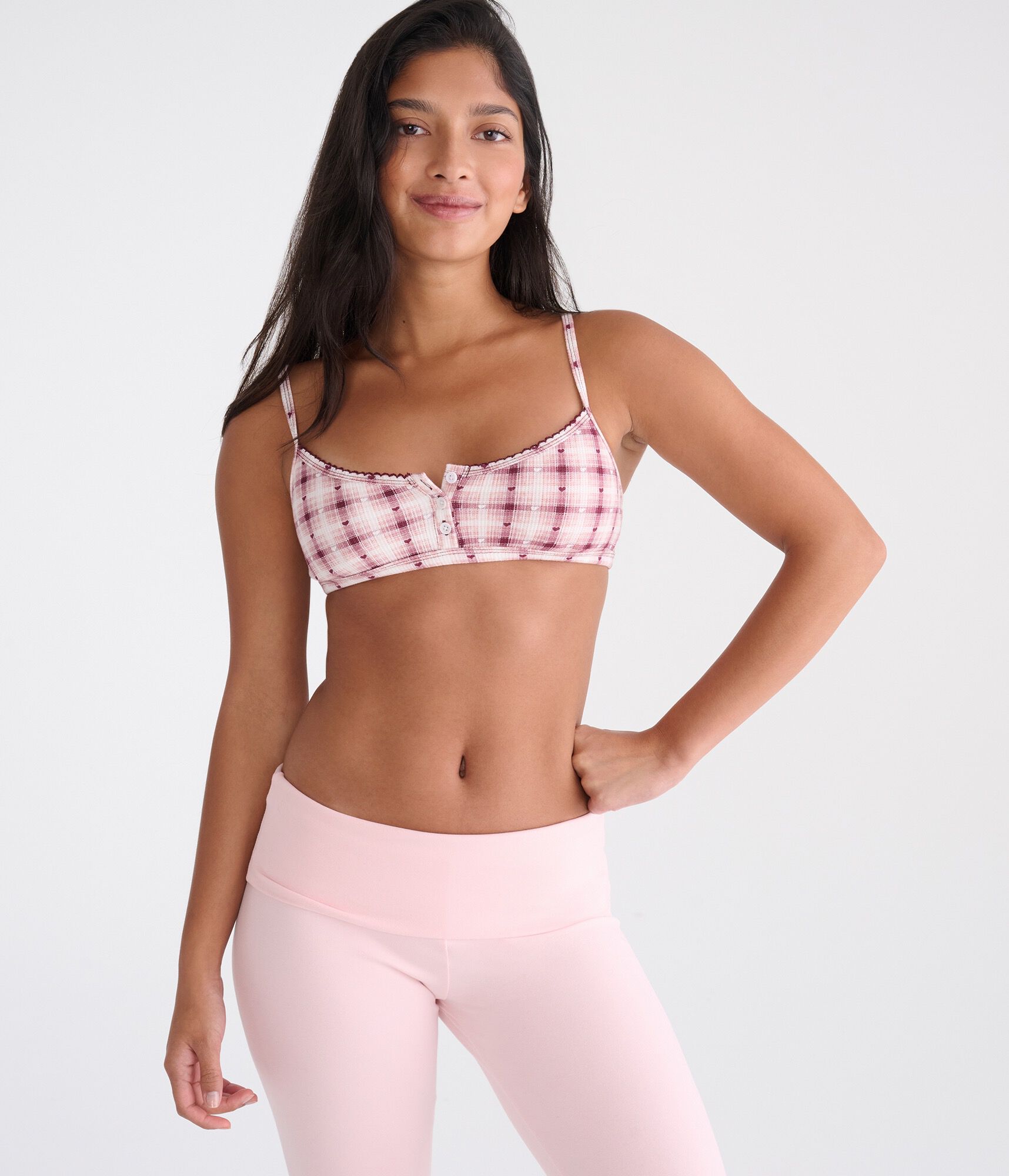 Plaid Hearts Henley Bralette