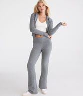 Flare Mid-Rise Fold-Over Sweater Pants