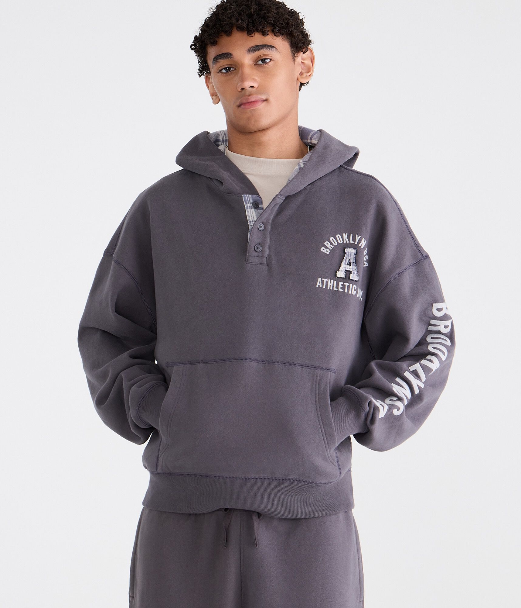 Cloud Soft Brooklyn Athletic Henley Pullover Hoodie