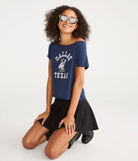 Dallas Texas Off-The-Shoulder Graphic Tee