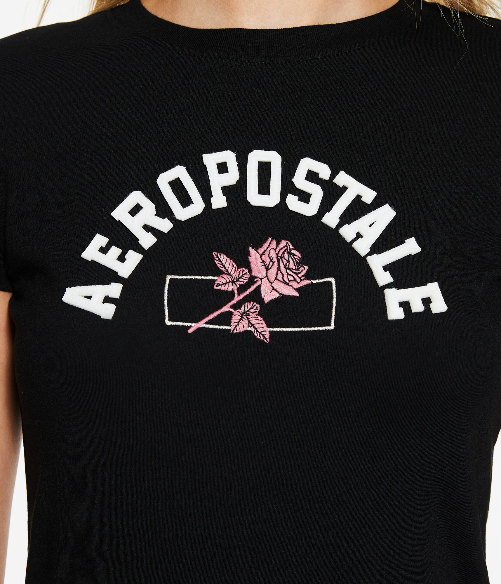 Aeropostale Arch Rose Appliqu&eacute; Graphic Tee