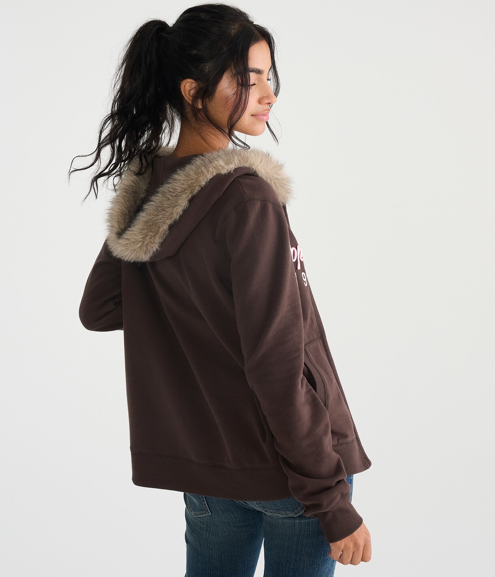 Aeropostale 1987 Faux Fur Full-Zip Hoodie