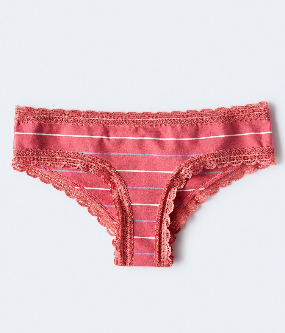 Striped Lace-Trim Cheeky