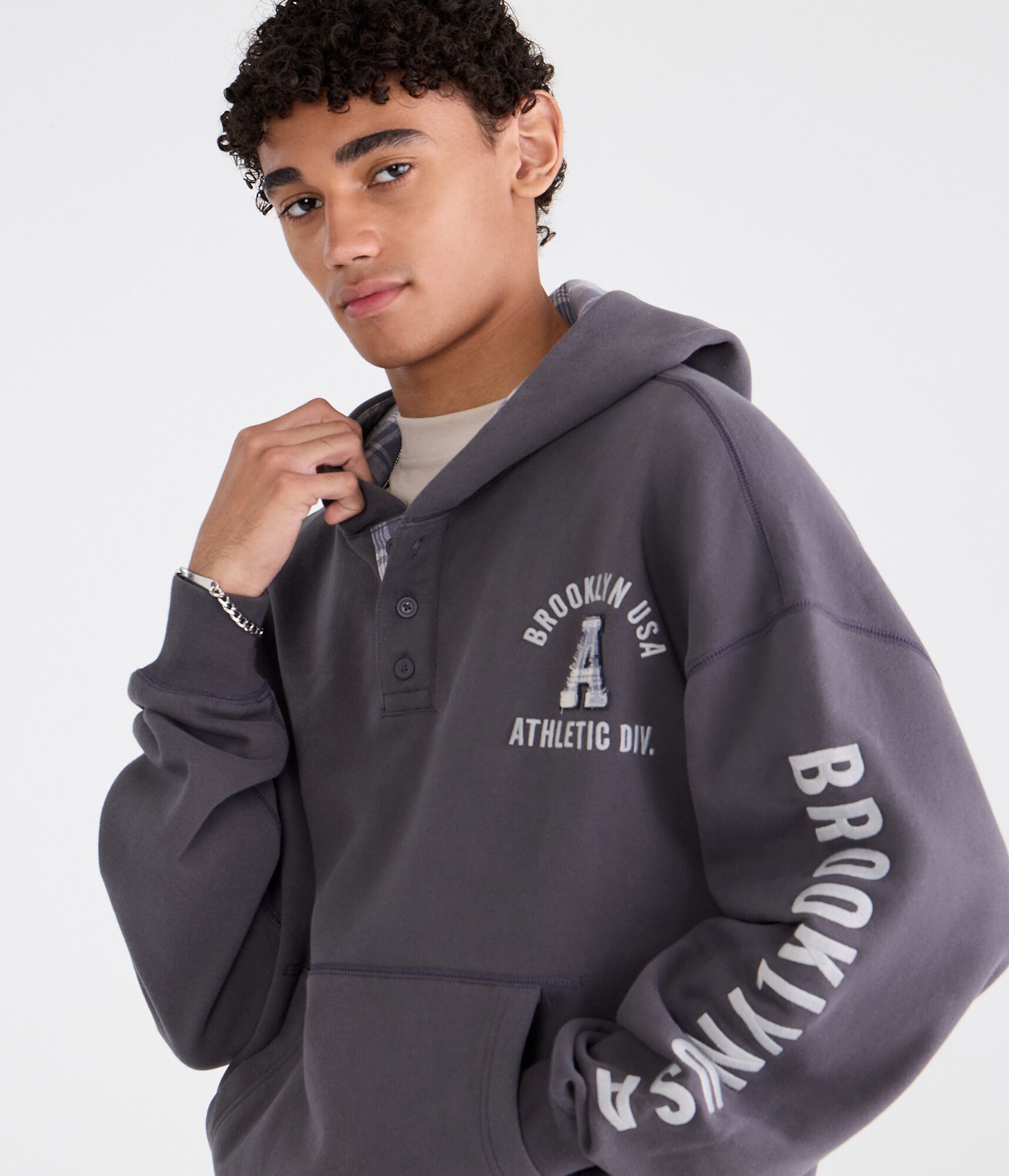 Cloud Soft Brooklyn Athletic Henley Pullover Hoodie