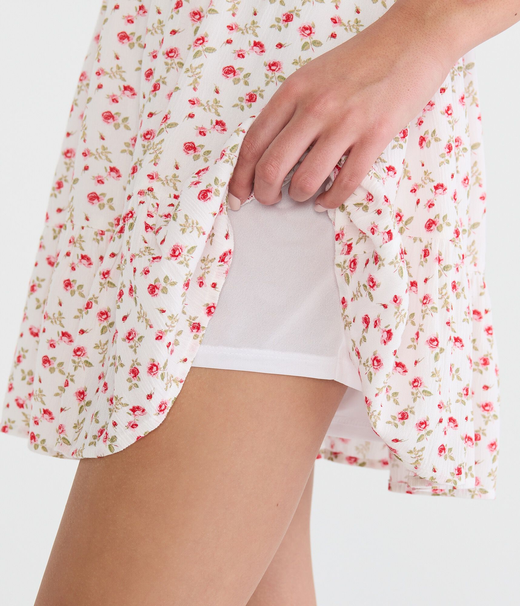 Floral Square-Neck Smocked Fit &amp; Flare Mini Dress