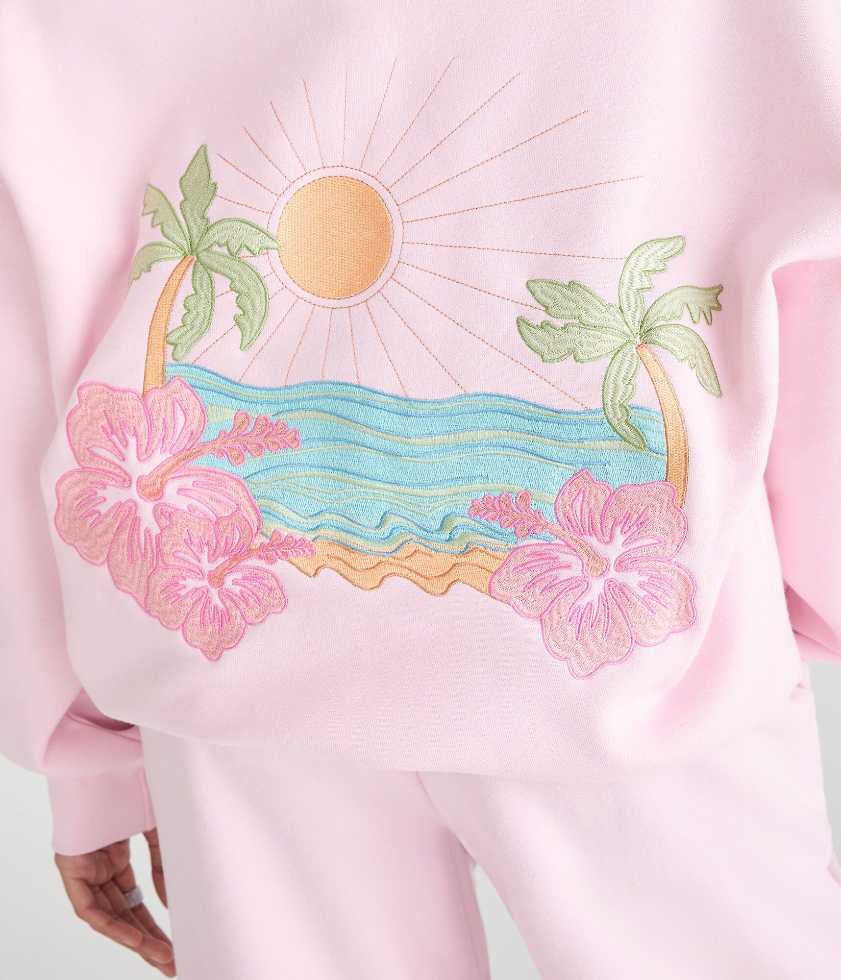 Cloud Soft Beach Oversized Off-The-Shoulder Sweatshirt