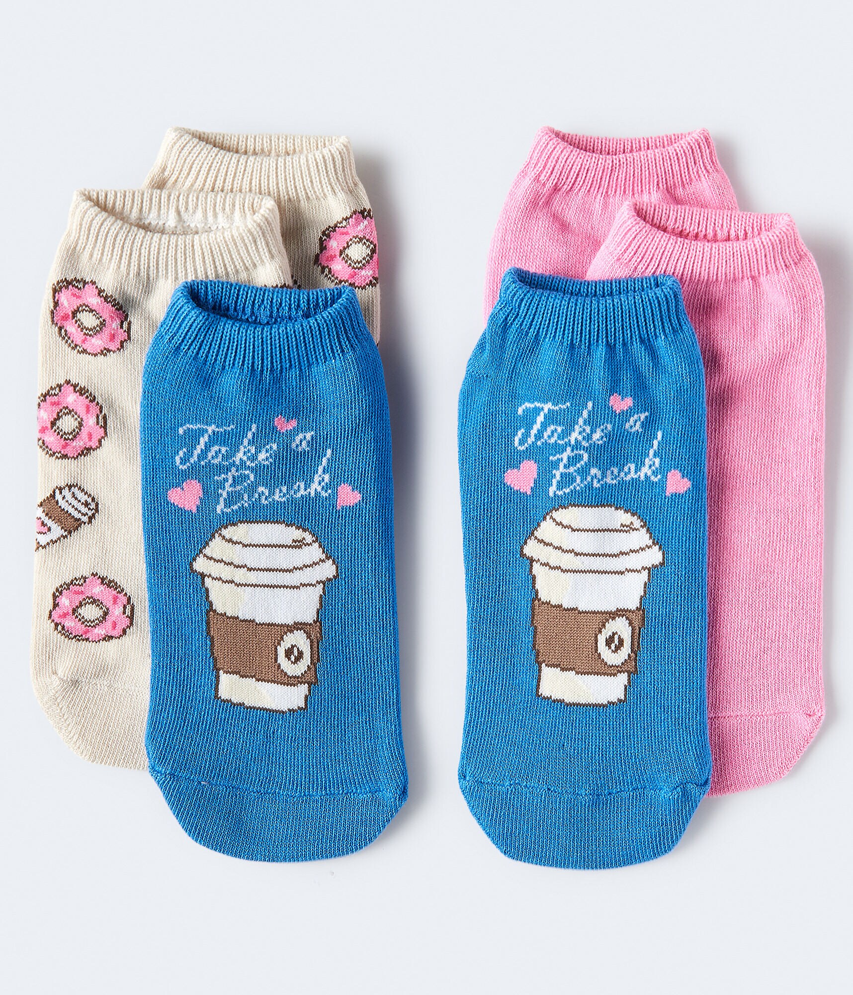 3-Pack Coffee, Donuts &amp; Solid Ankle Socks***