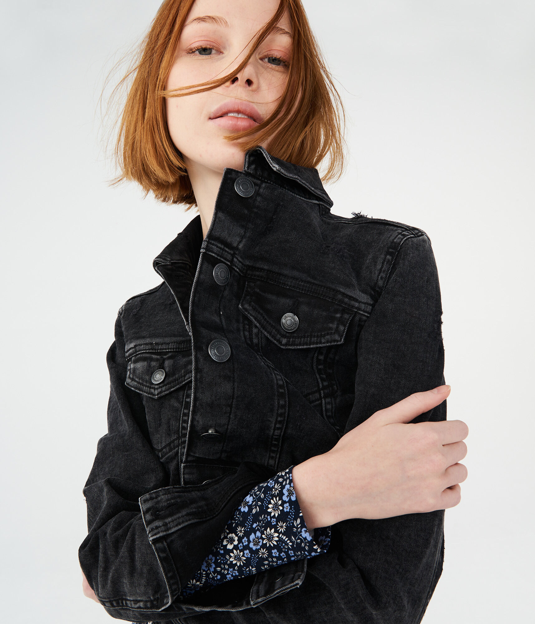 Seriously Stretchy Black Wash Crop Denim Jacket
