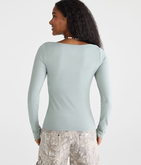 Long Sleeve Buttery Soft Scoop-Neck Tee Long Sleeve Buttery Soft Scoop-Neck Tee