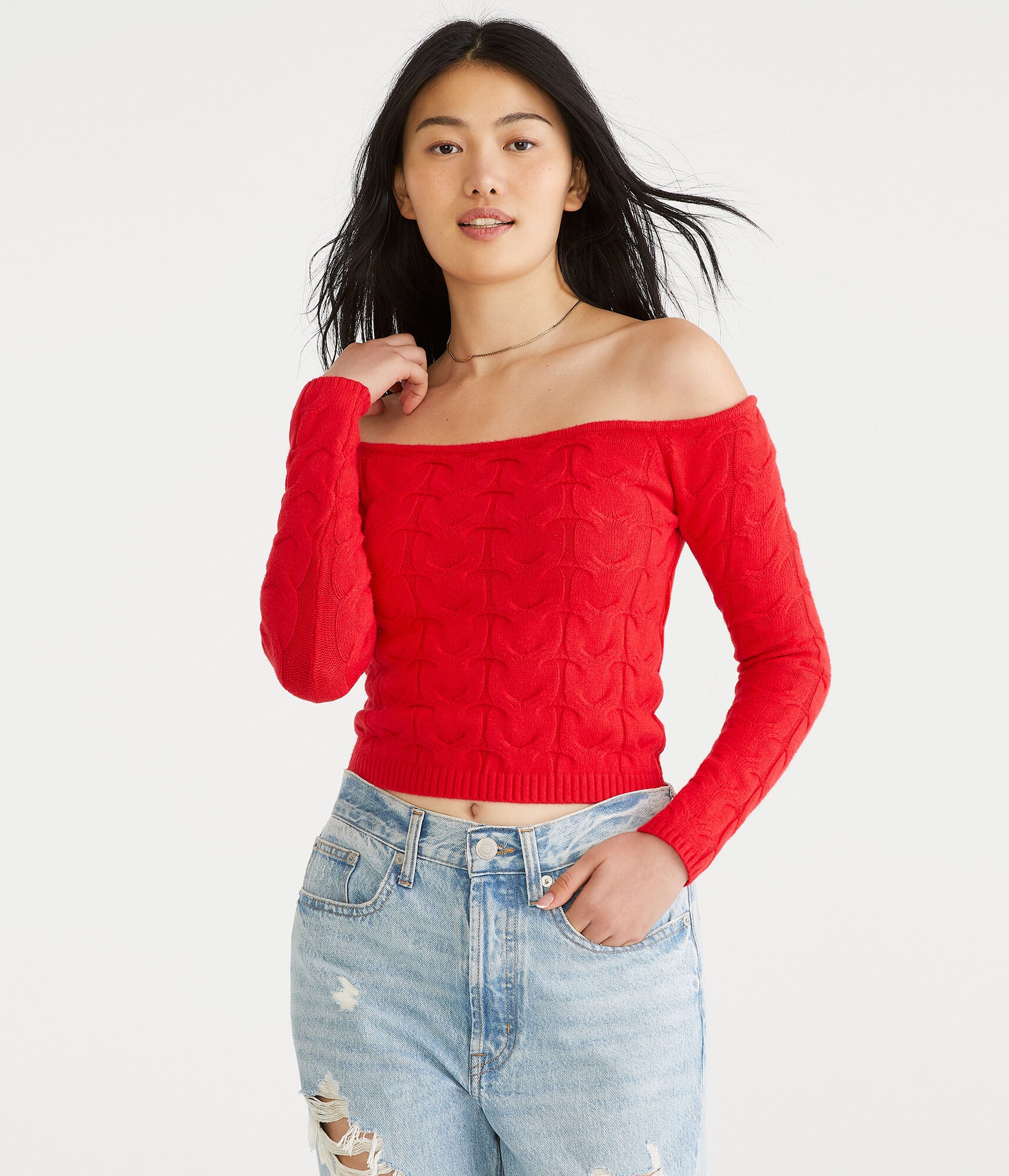 トップス melt the lady off shoulder cropped zipup Yoawdats Women's Y2K Off Shoulder Cropped Sweater Fashion