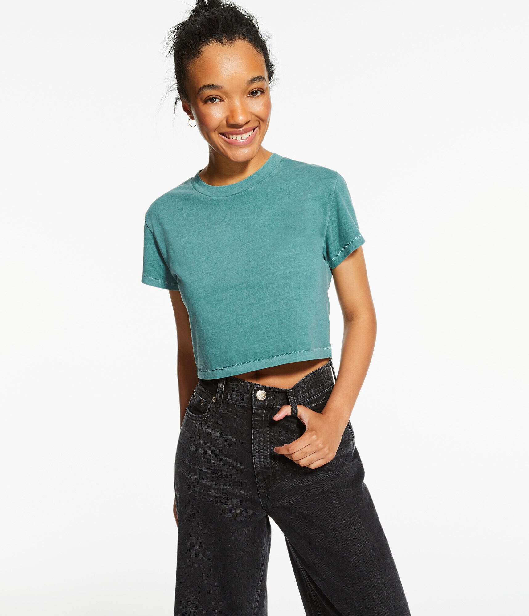 Washed Vintage Cropped Crew Tee