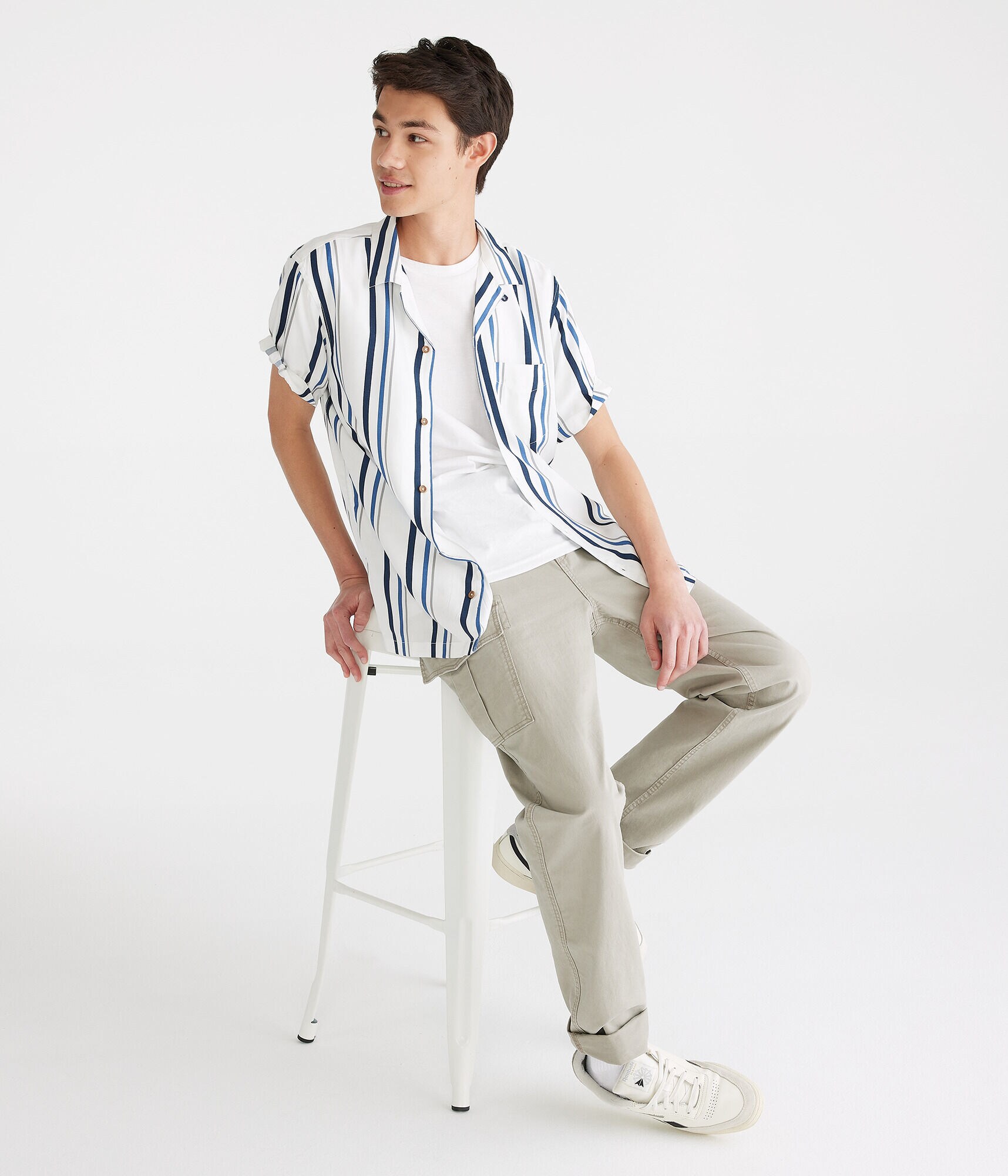 Vertical Stripe Camp Shirt