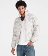 Forest Camo Heavyweight Mock-Neck Puffer Jacket