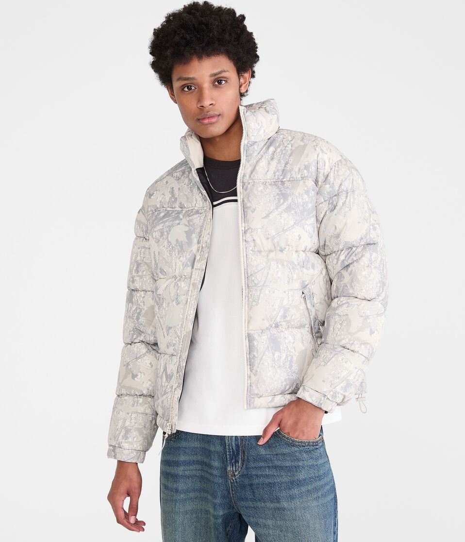 Forest Camo Heavyweight Mock-Neck Puffer Jacket