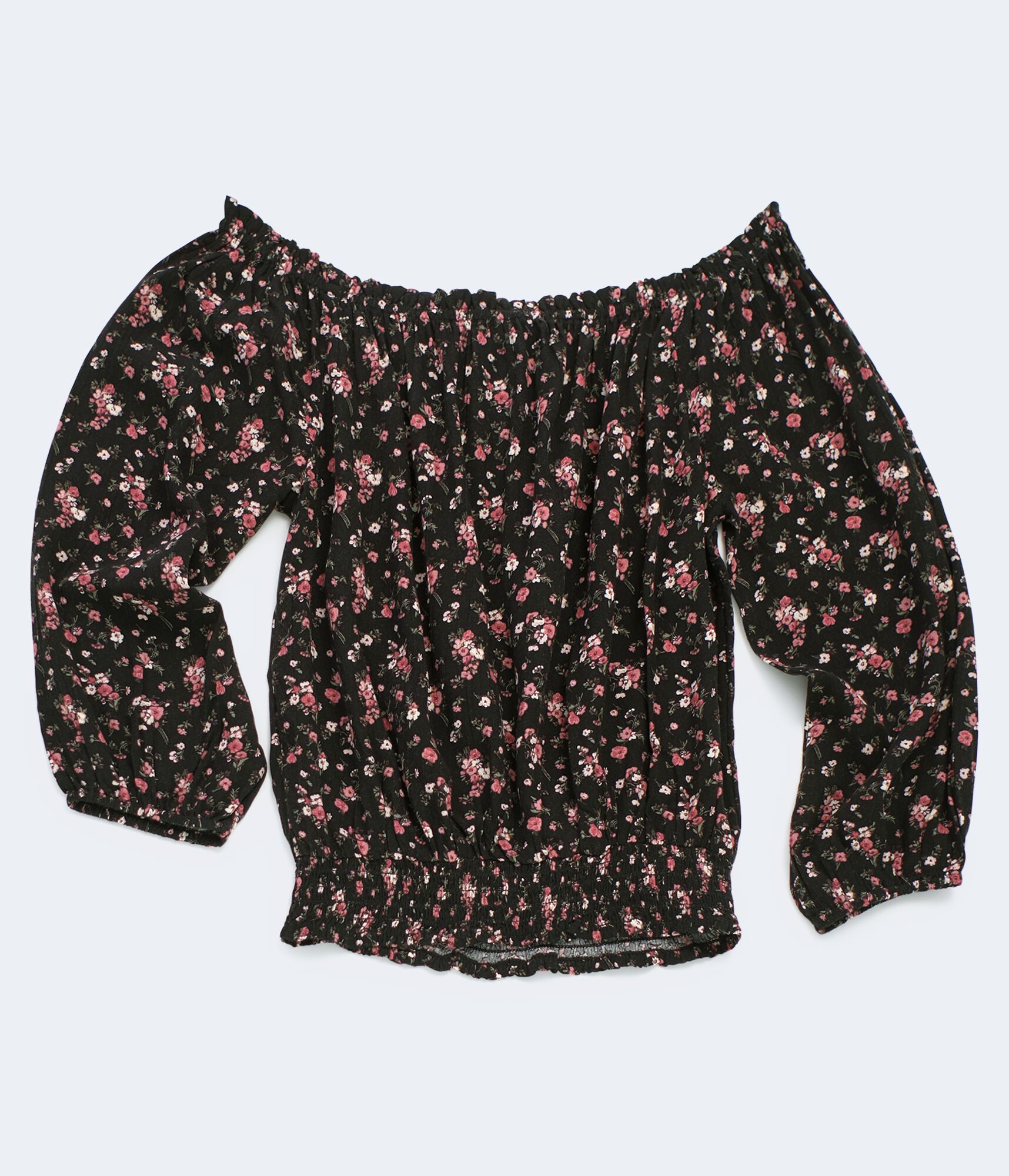 Long Sleeve Floral Off-The-Shoulder Crop Top***