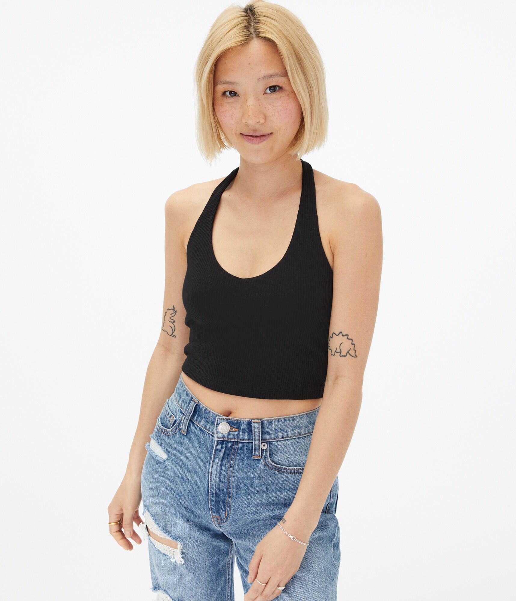 Seriously Soft Ribbed Halter Crop Top***