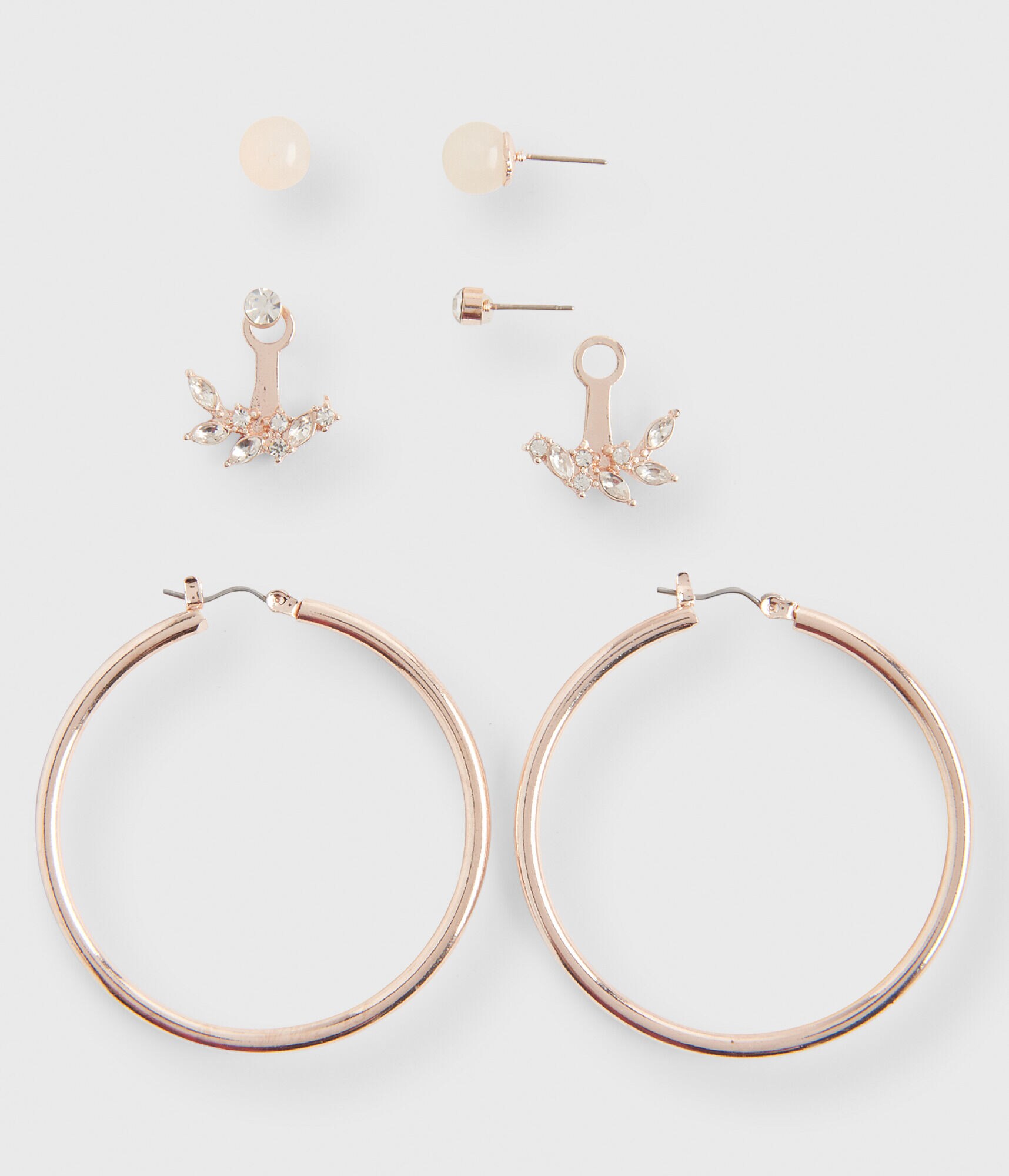 Rhinestone Ear Jacket, Stud &amp; Hoop Earring 3-Pack