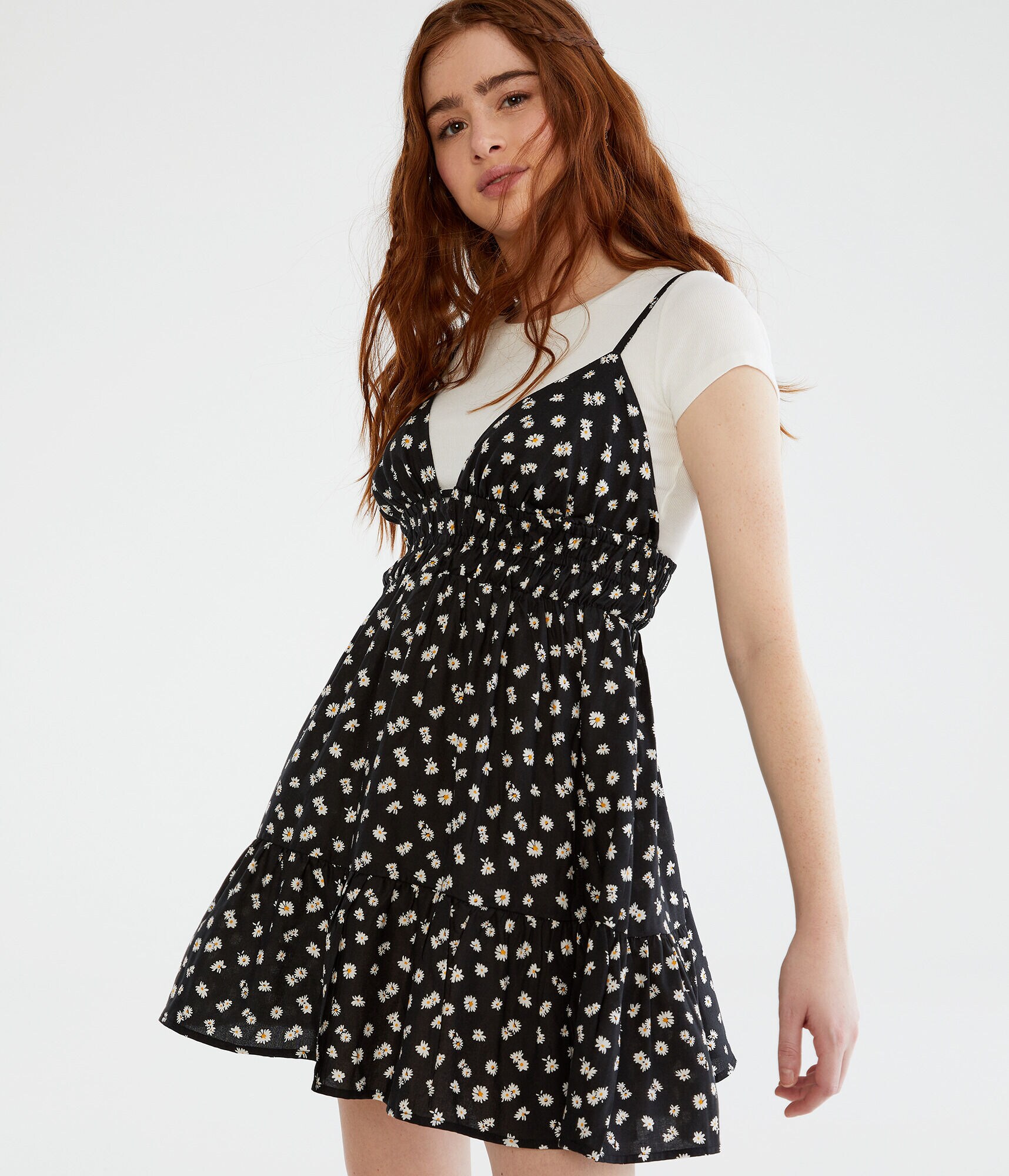 Floral V-Neck Babydoll Dress