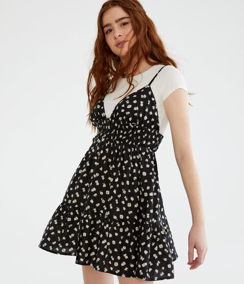 Floral V-Neck Babydoll Dress