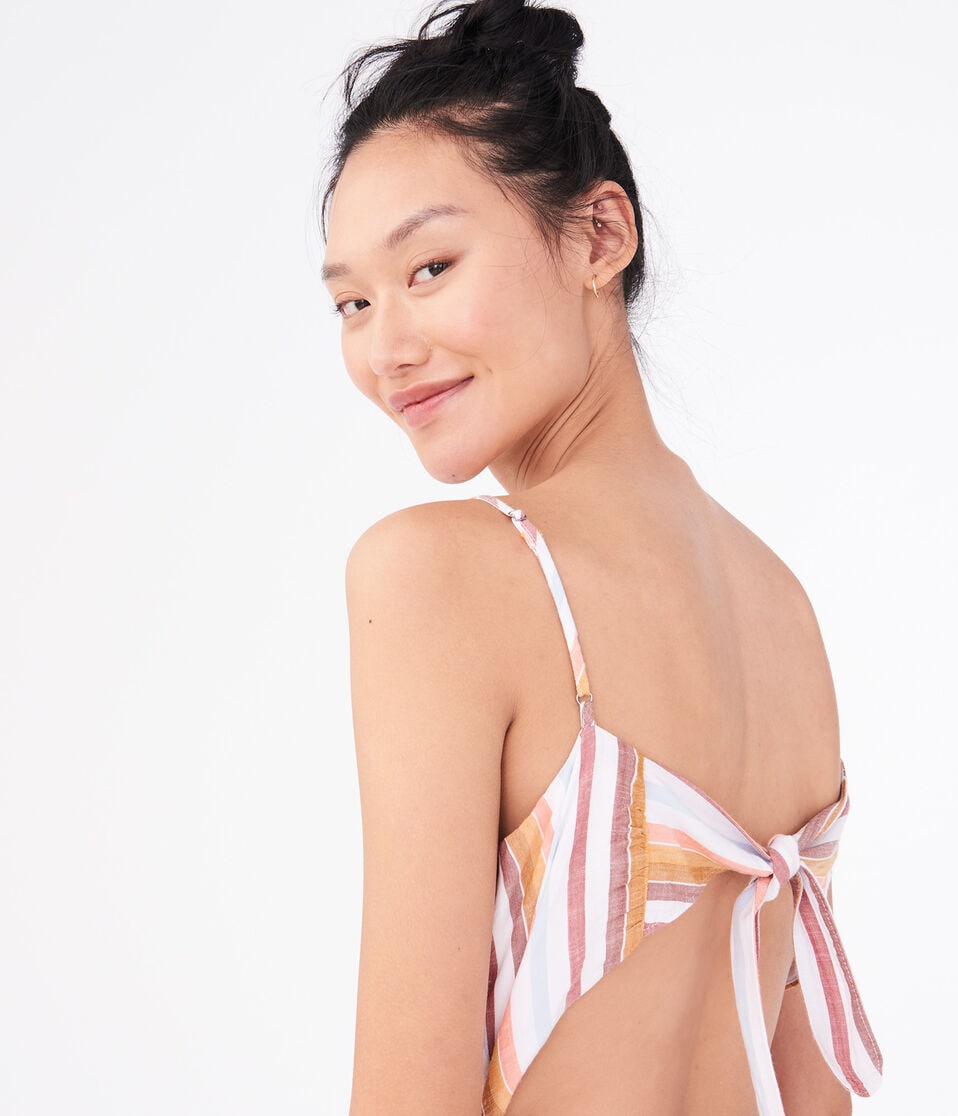 Striped Button-Front Midi Dress***