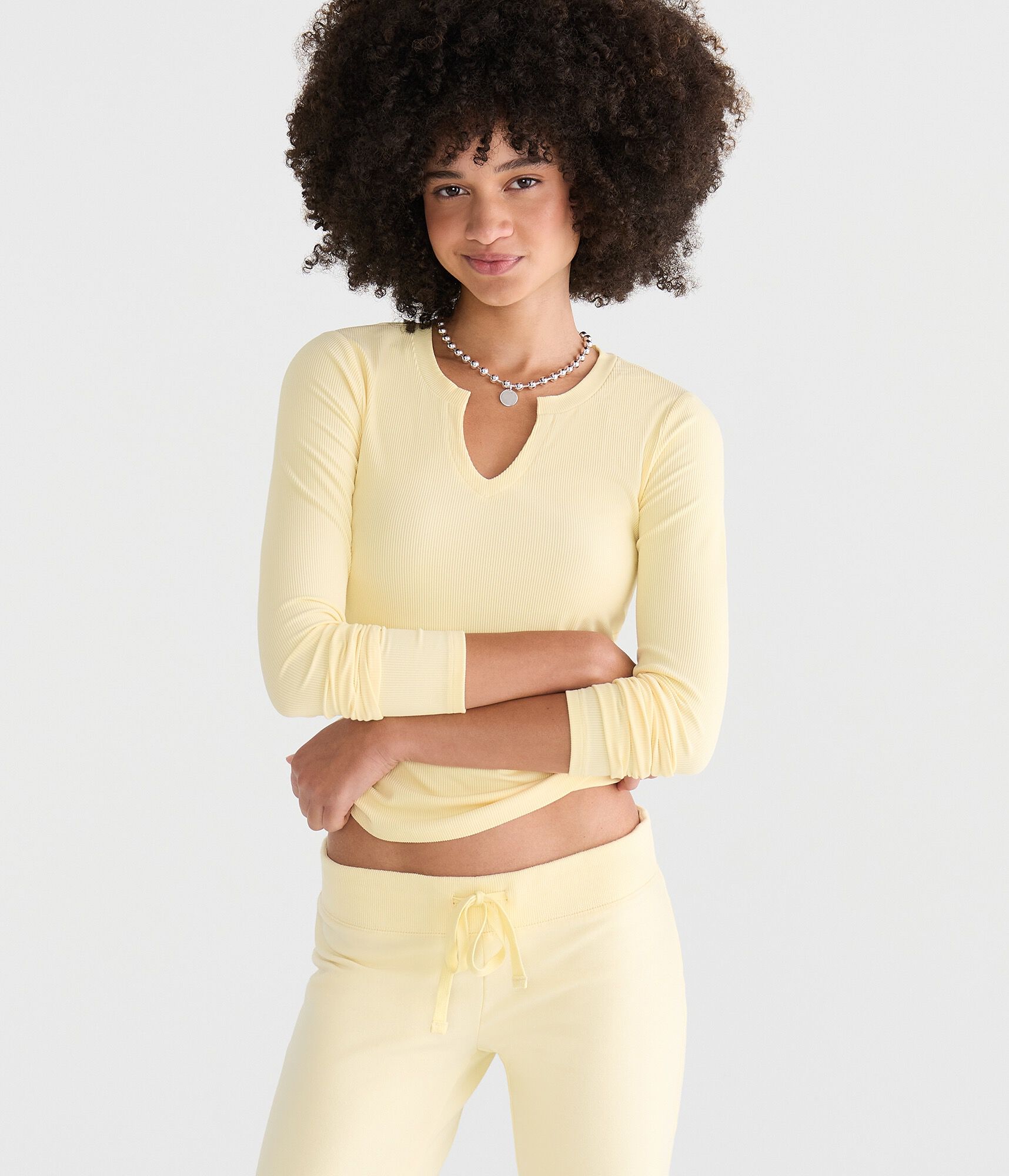 Long Sleeve Buttery Soft Notch-Neck Tee