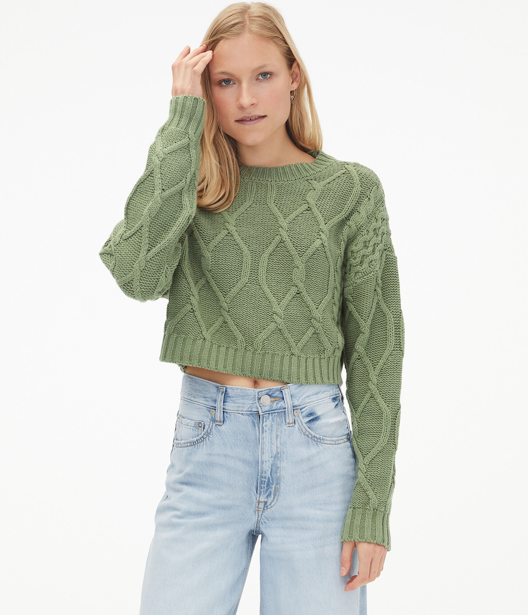 Mixed Cable Crew Sweater