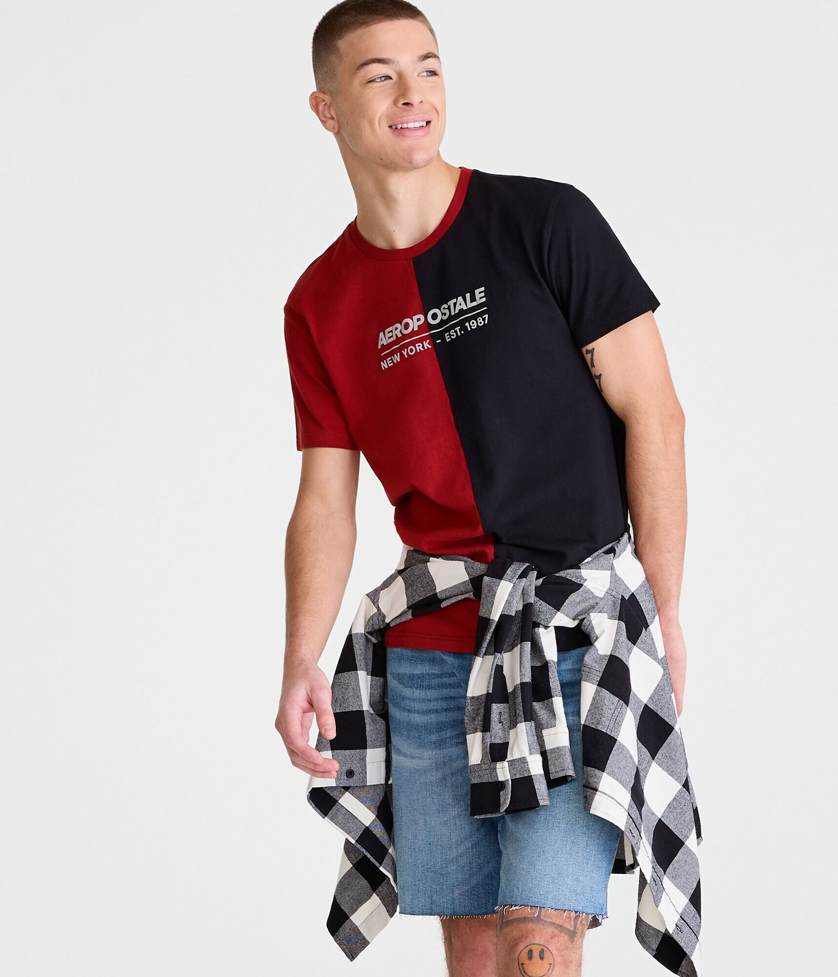 Aeropostale Logo Spliced Graphic Tee