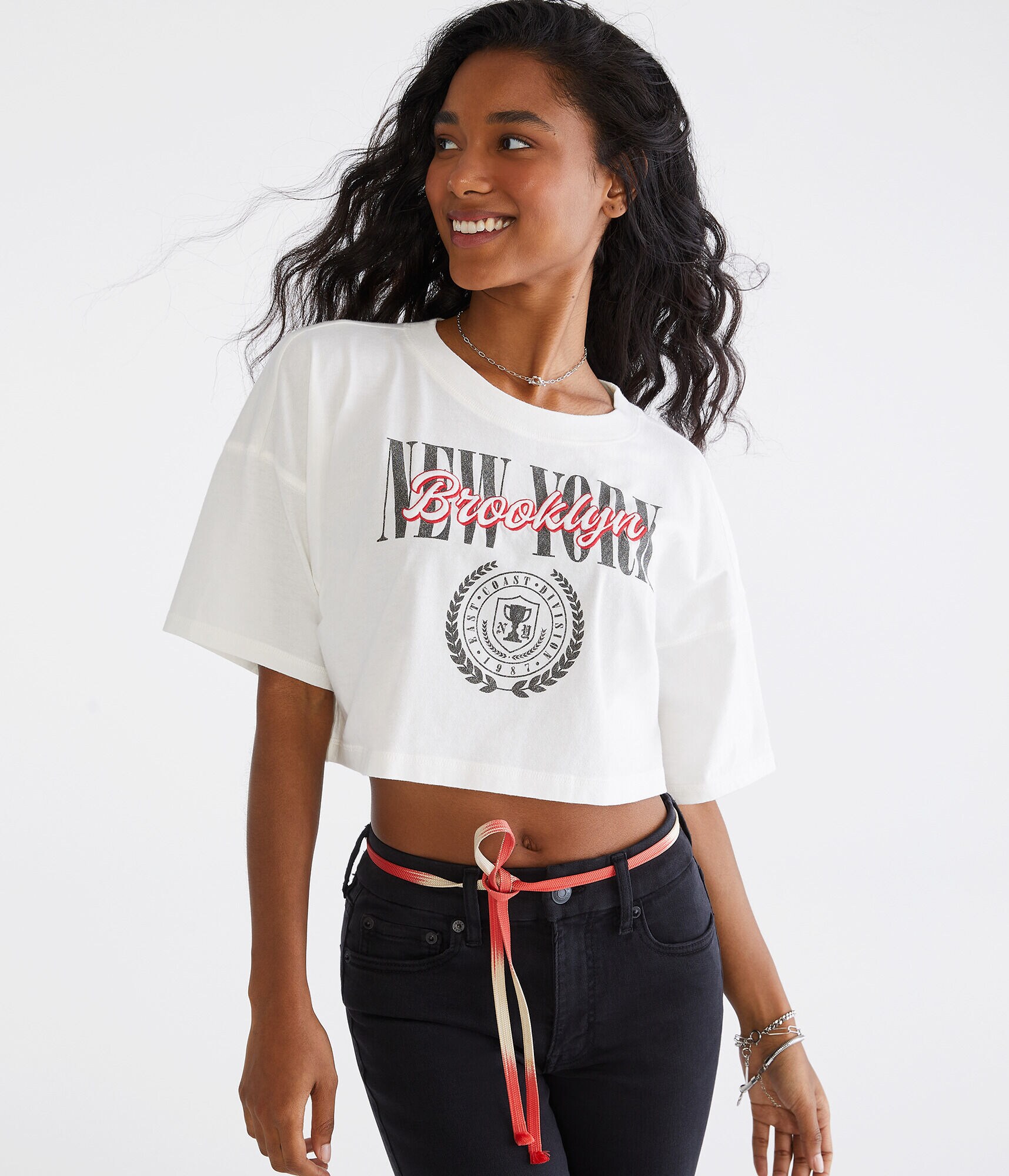 Brooklyn Crest Cropped Boyfriend Graphic Tee