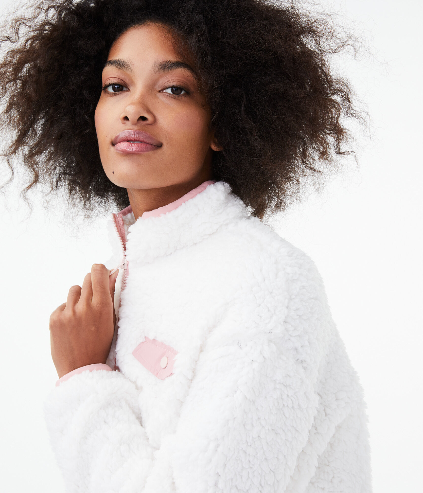 Contrast Fleece Quarter-Zip Jacket