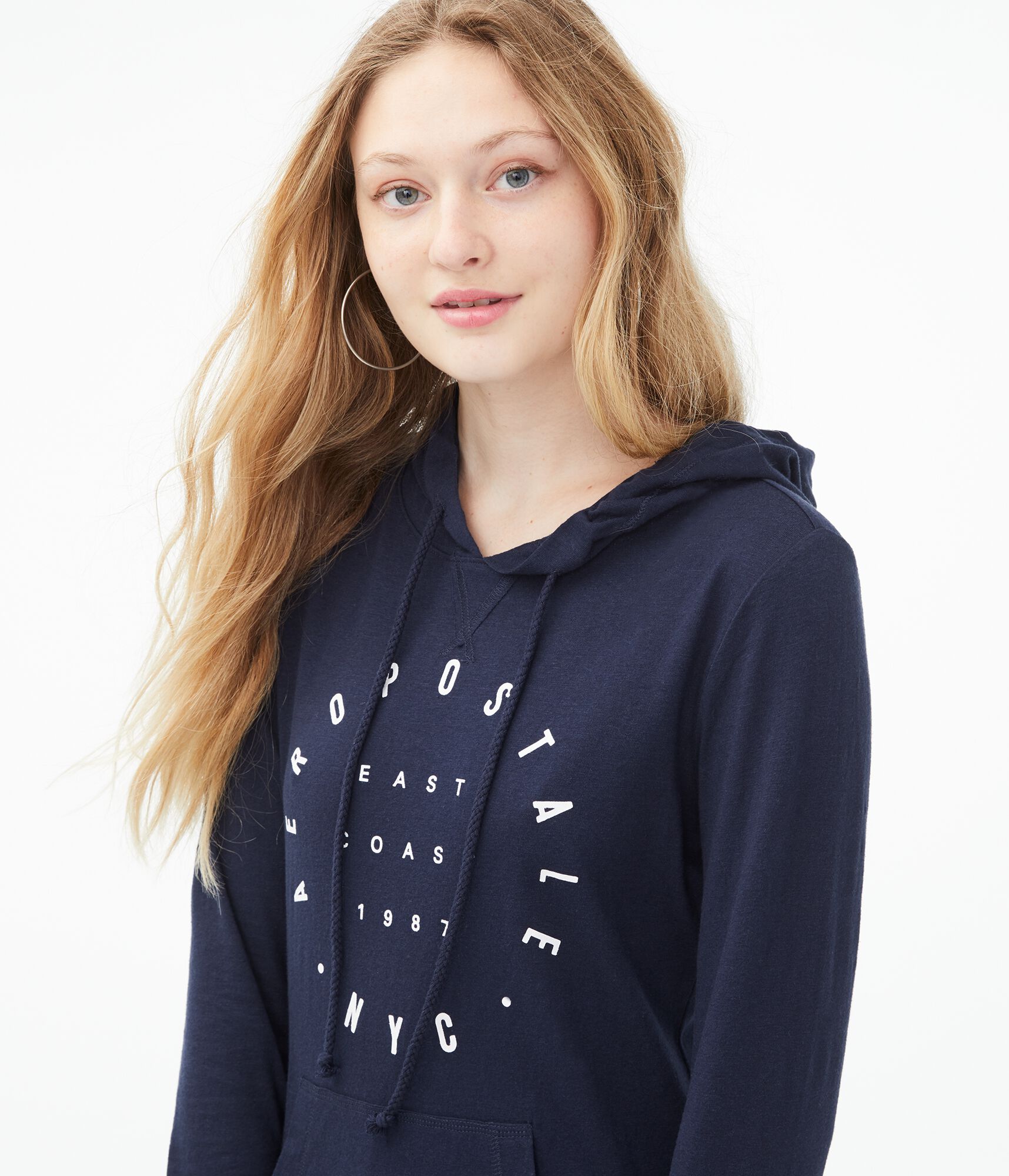 Long Sleeve Aeropostale NYC Circle Hooded Tee***