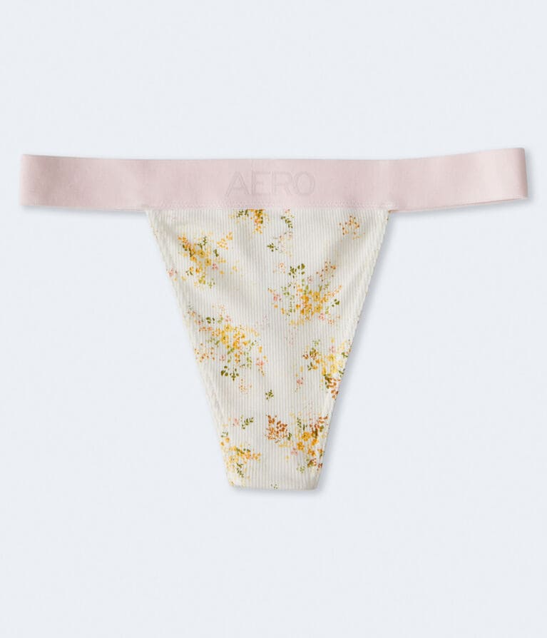 Floral Logo High-Cut Thong
