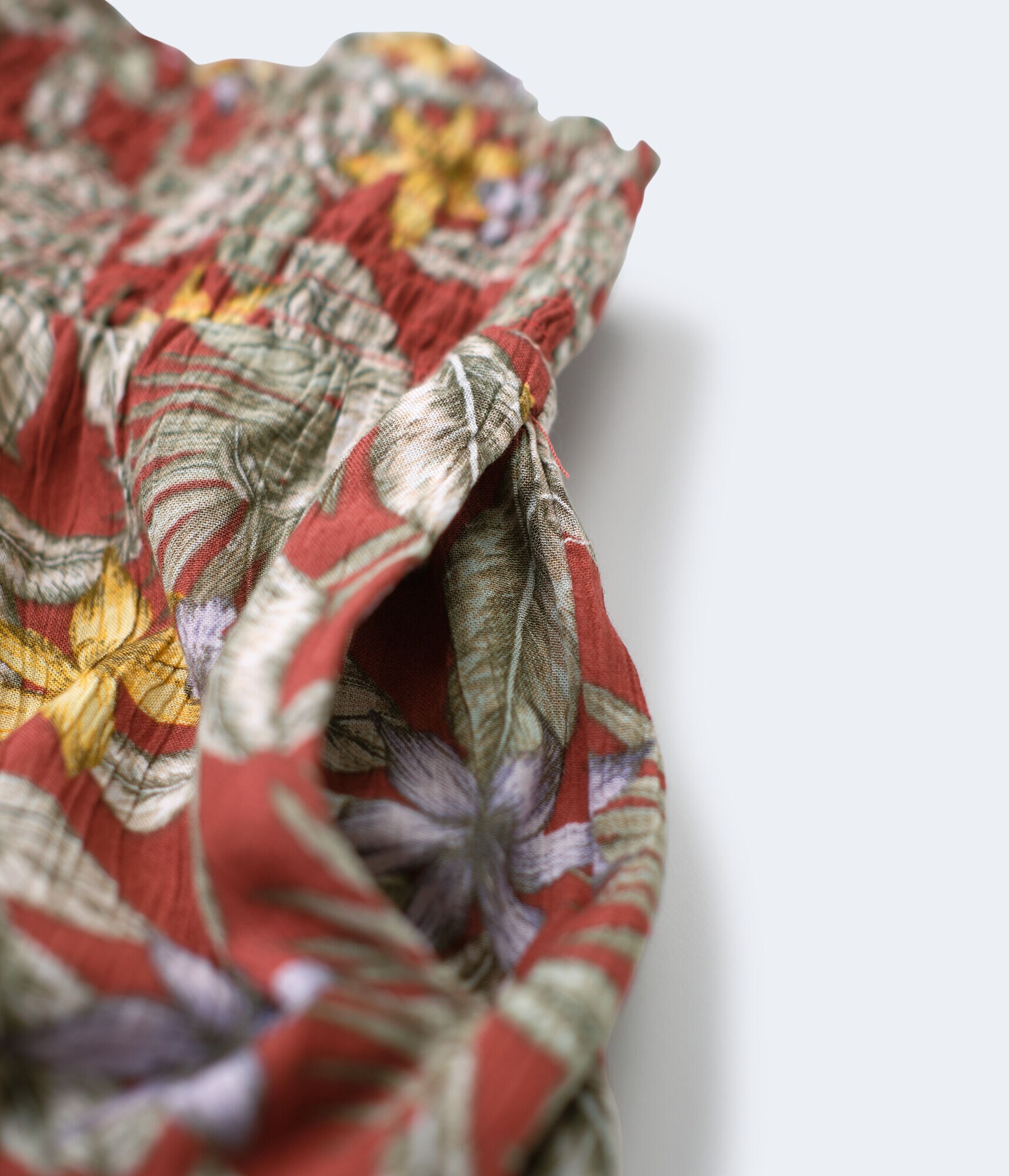 Tropical Smocked-Waist Shorts