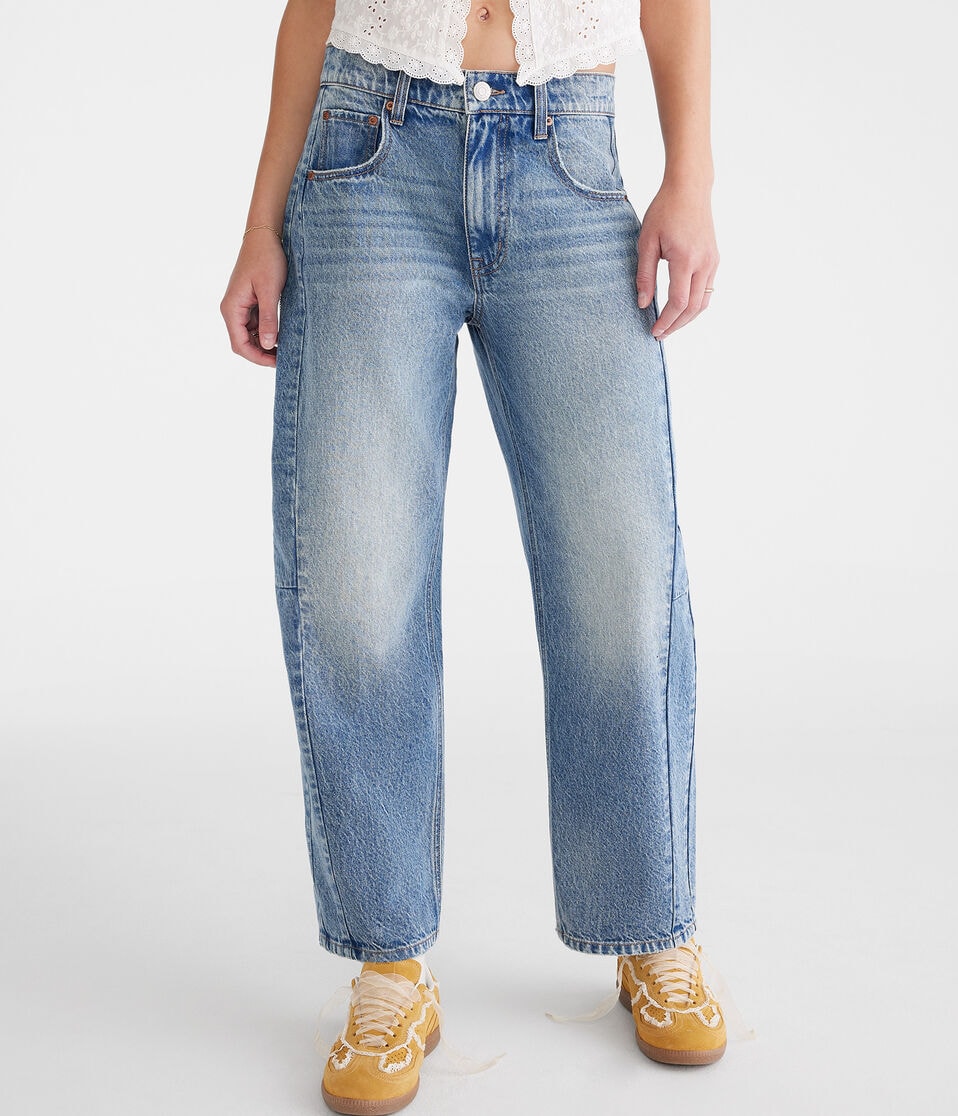 Mid-Rise Barrel Leg Jean